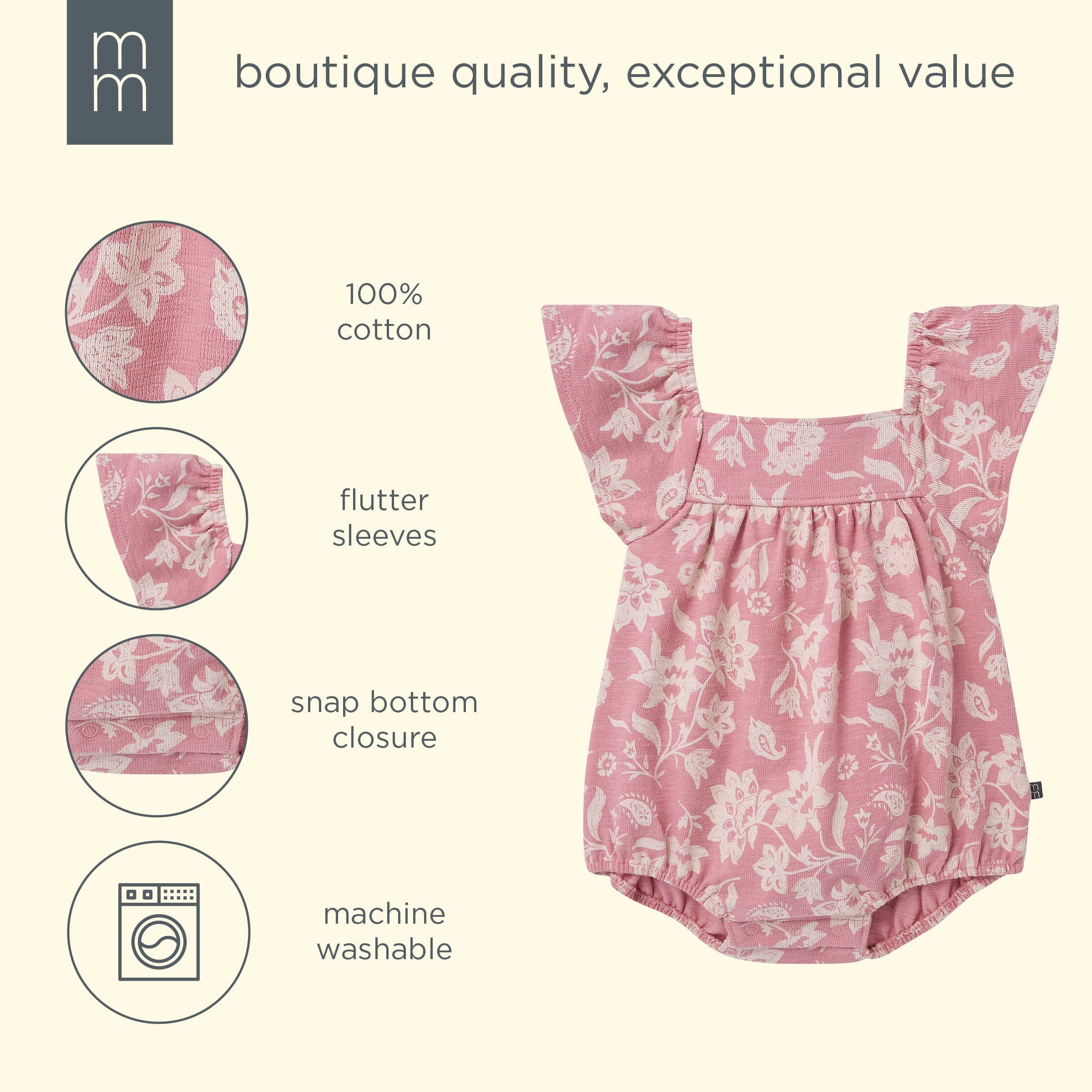 Baby Girls Rose Paisley Bubble Romper - Image 5