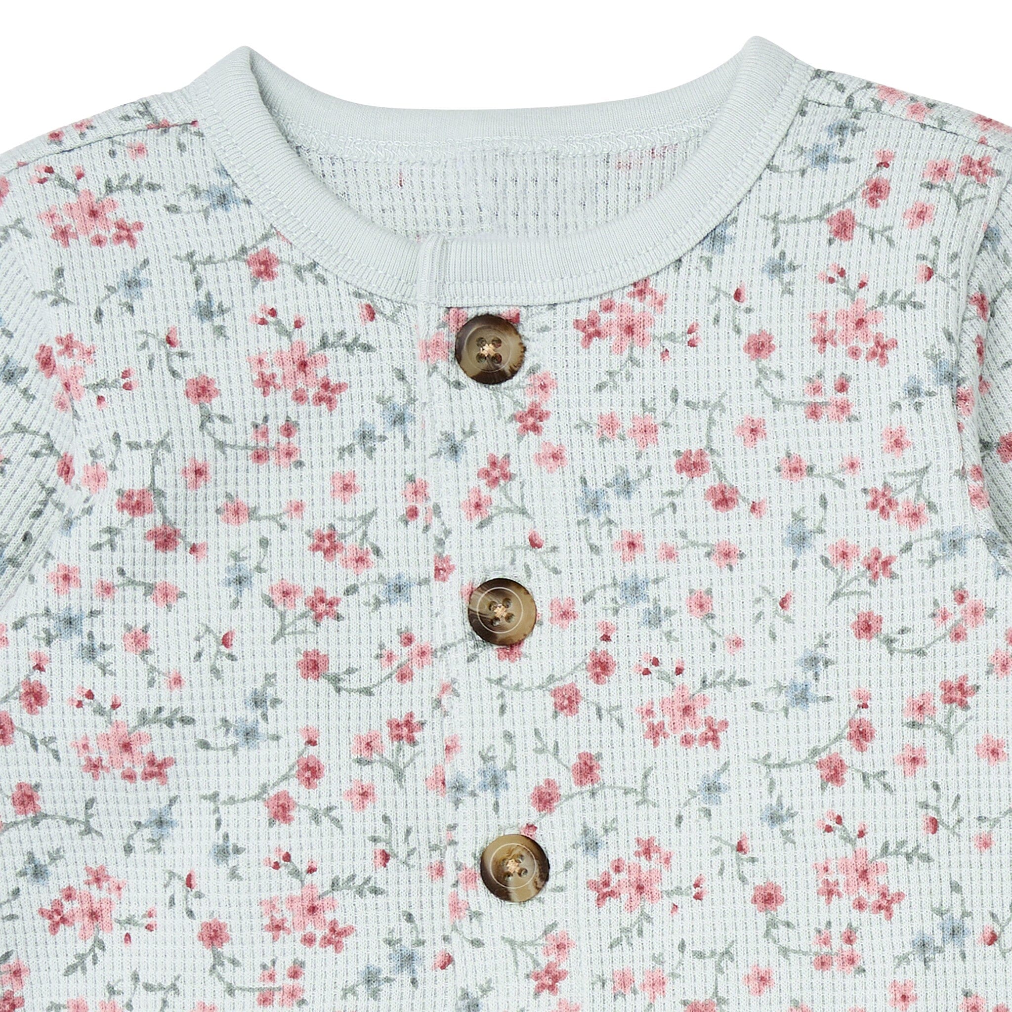 Baby Girls Sky Floral Waffle Slouch Romper - Image 2