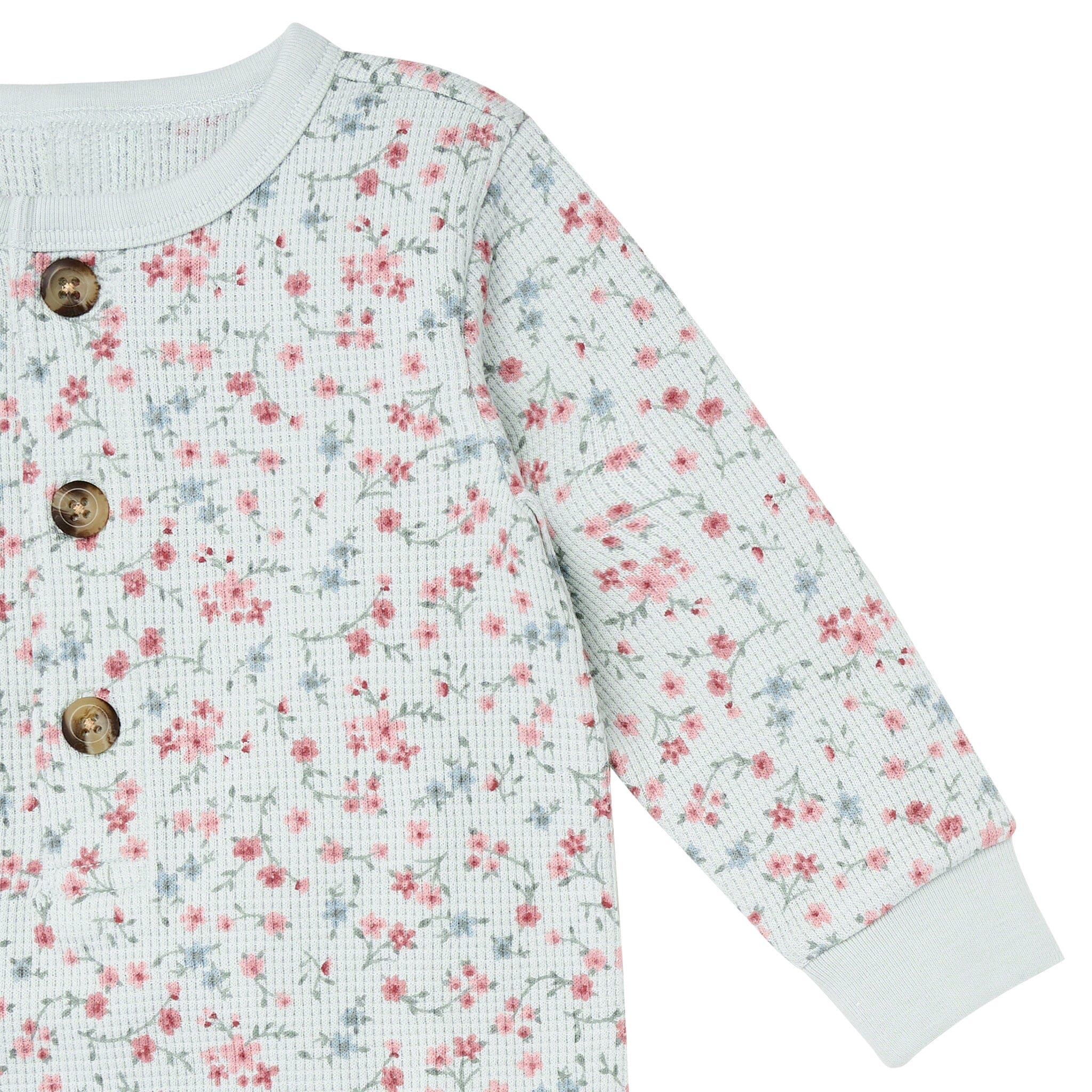 Baby Girls Sky Floral Waffle Slouch Romper - Image 3