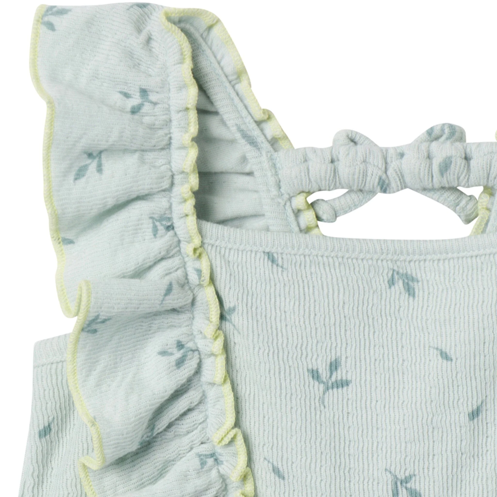 Baby Girls Sky Leaves Ruffles Long Leg Romper - Image 3