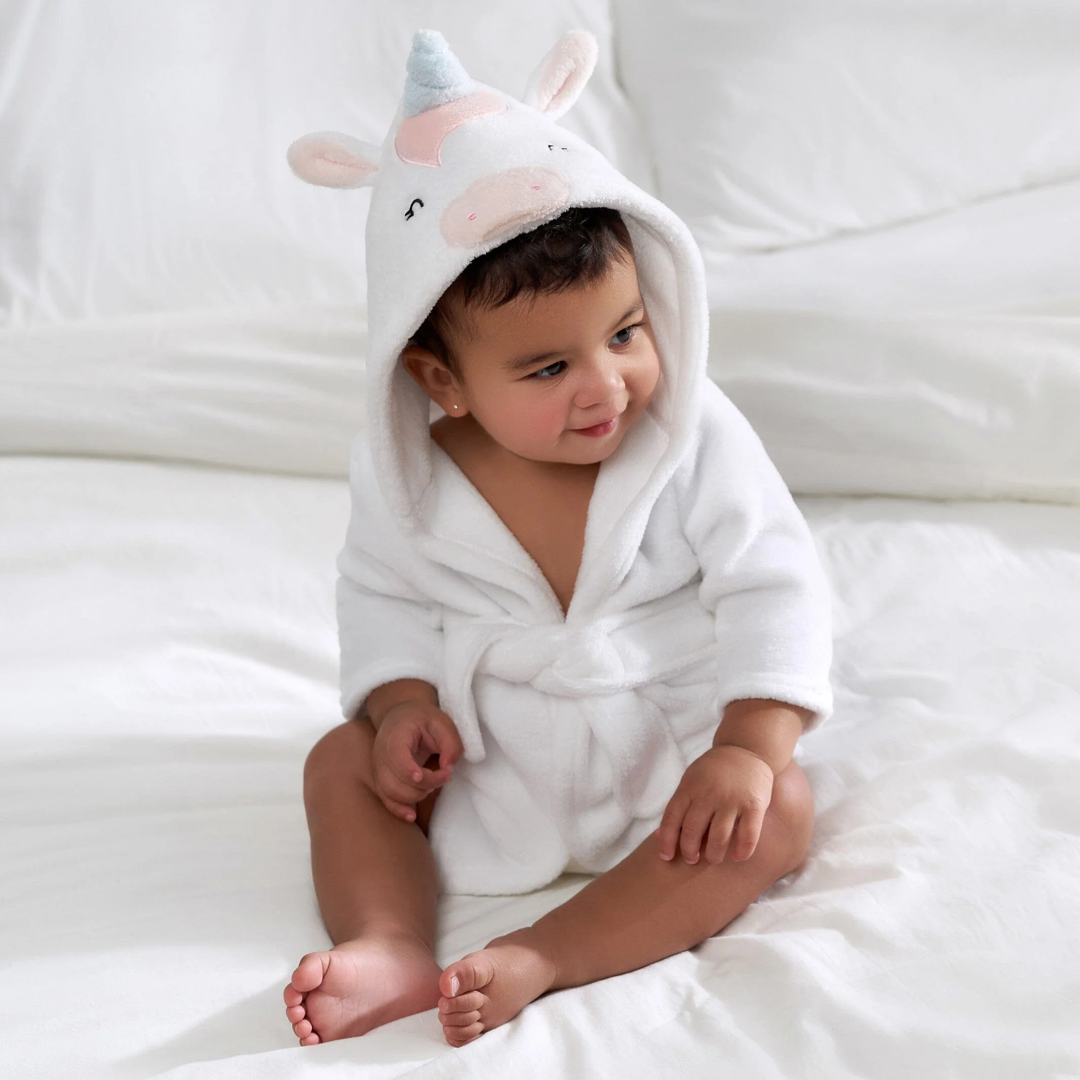 Embroidered Baby Girls Unicorn Robe - Image 3