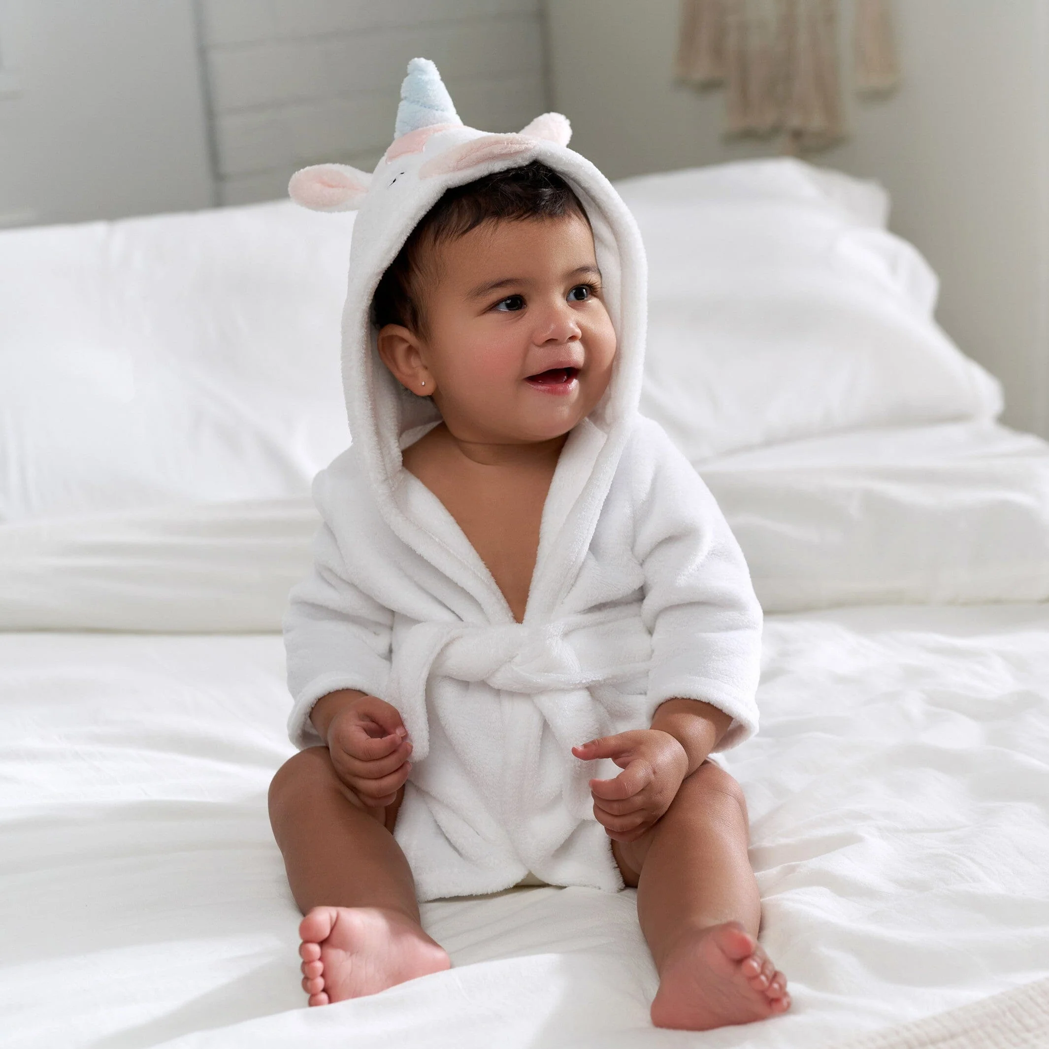 Embroidered Baby Girls Unicorn Robe - Image 4