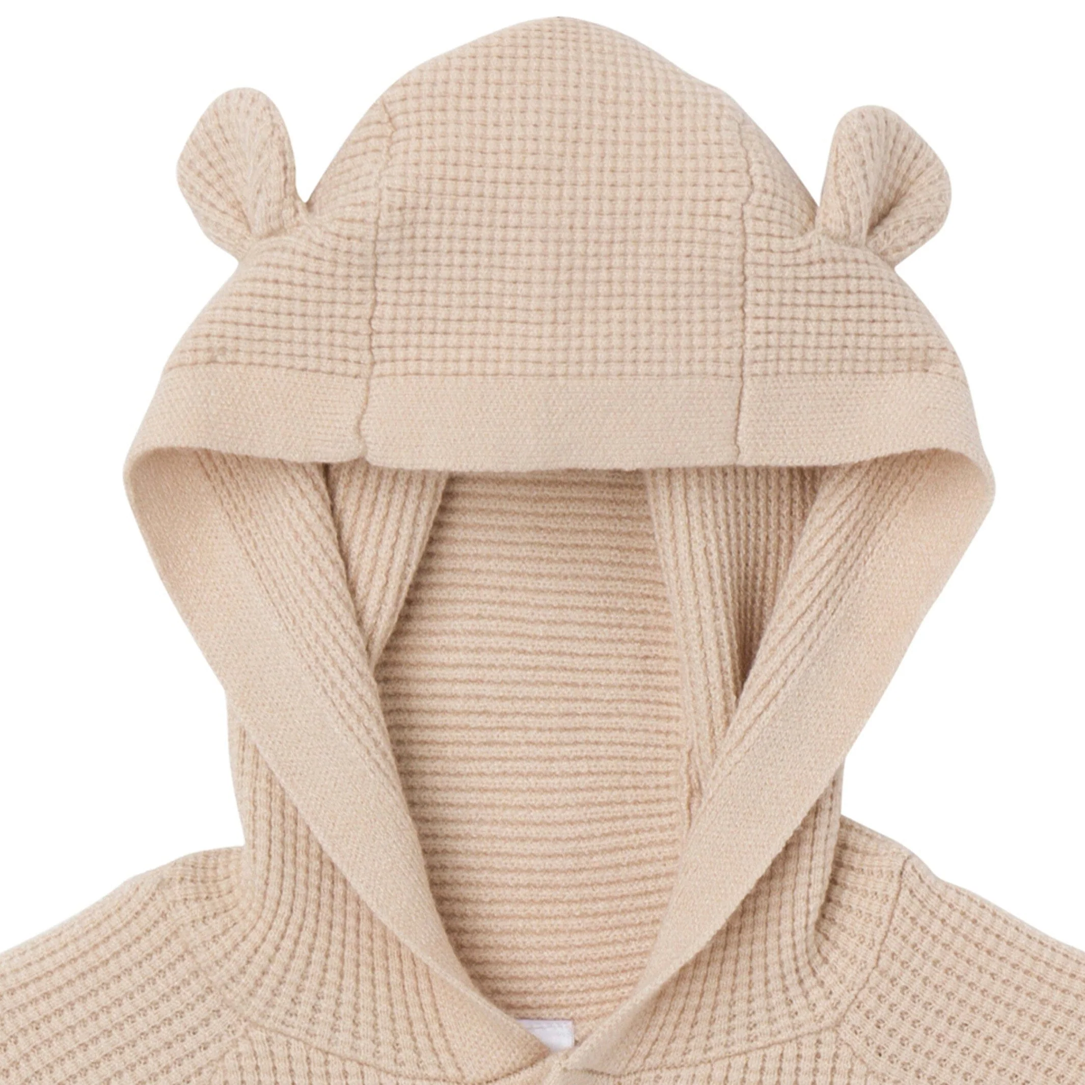 Baby Neutral Beige Hooded Viscose Sweater Romper - Image 3