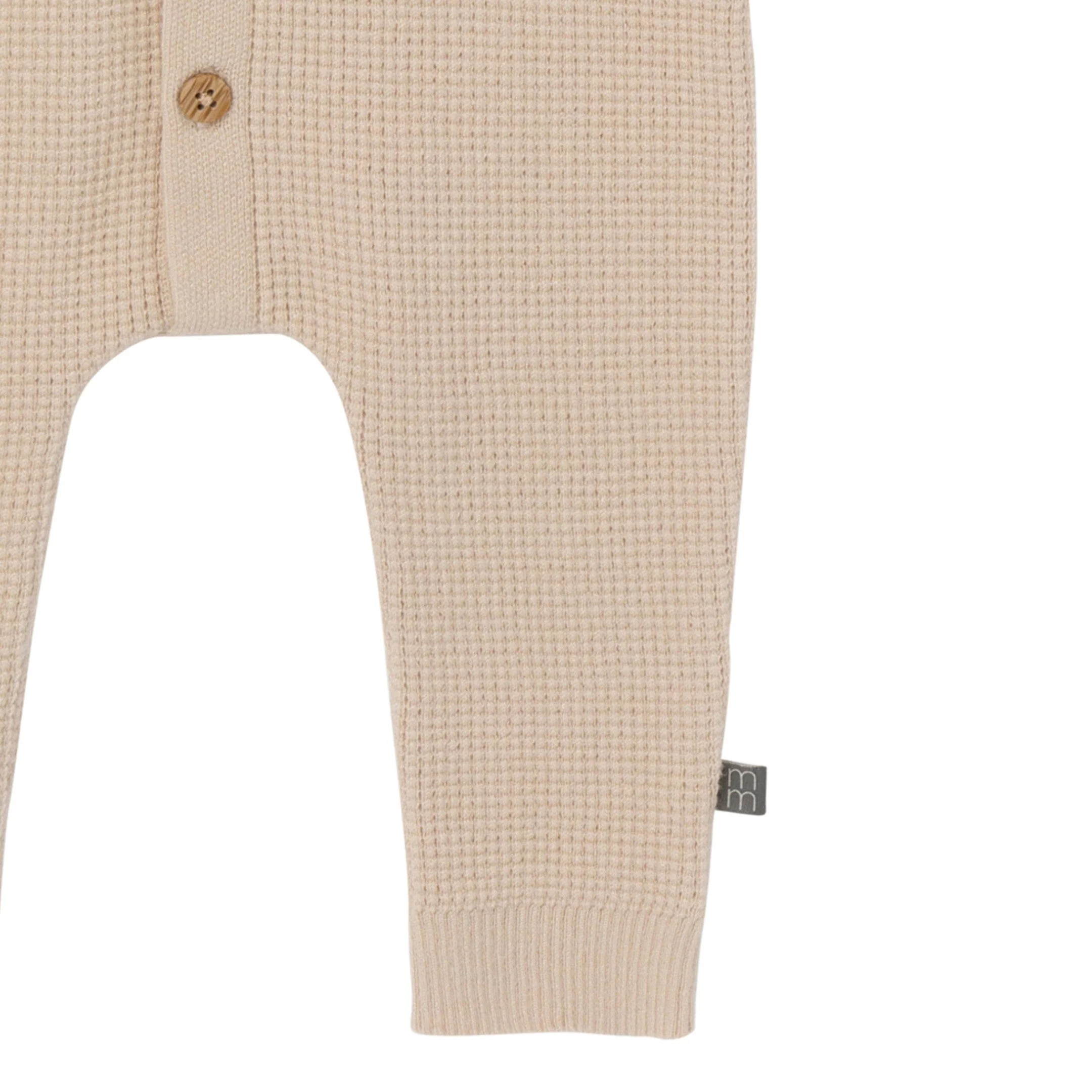 Baby Neutral Beige Hooded Viscose Sweater Romper - Image 6