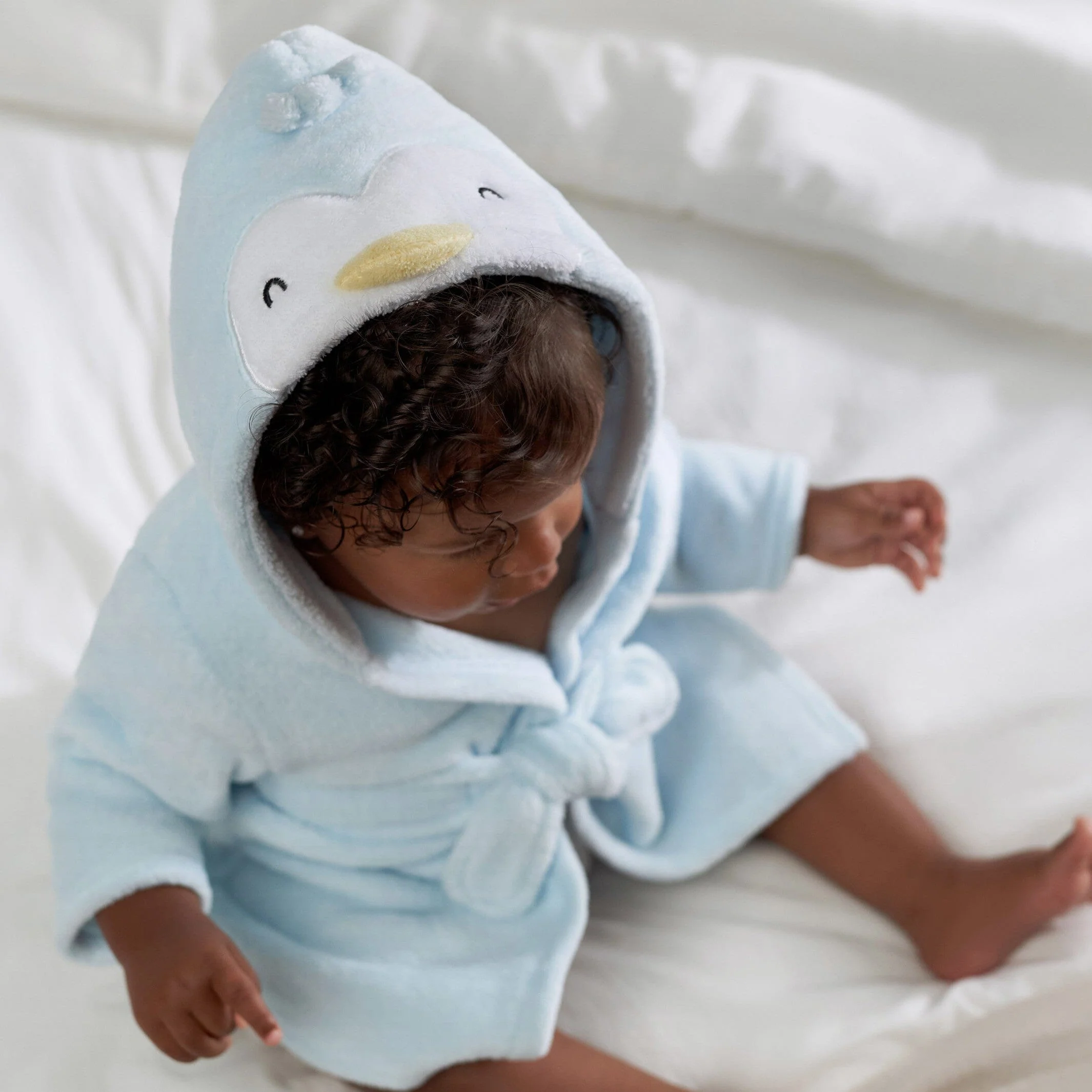 Embroidered Baby Neutral Penguin Robe - Image 3