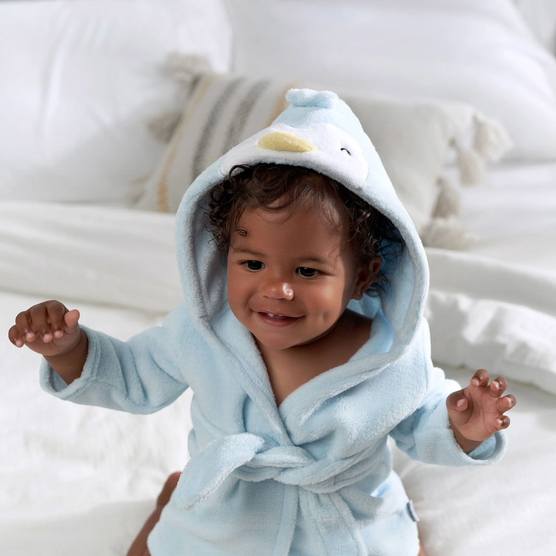 Embroidered Baby Neutral Penguin Robe - Image 4