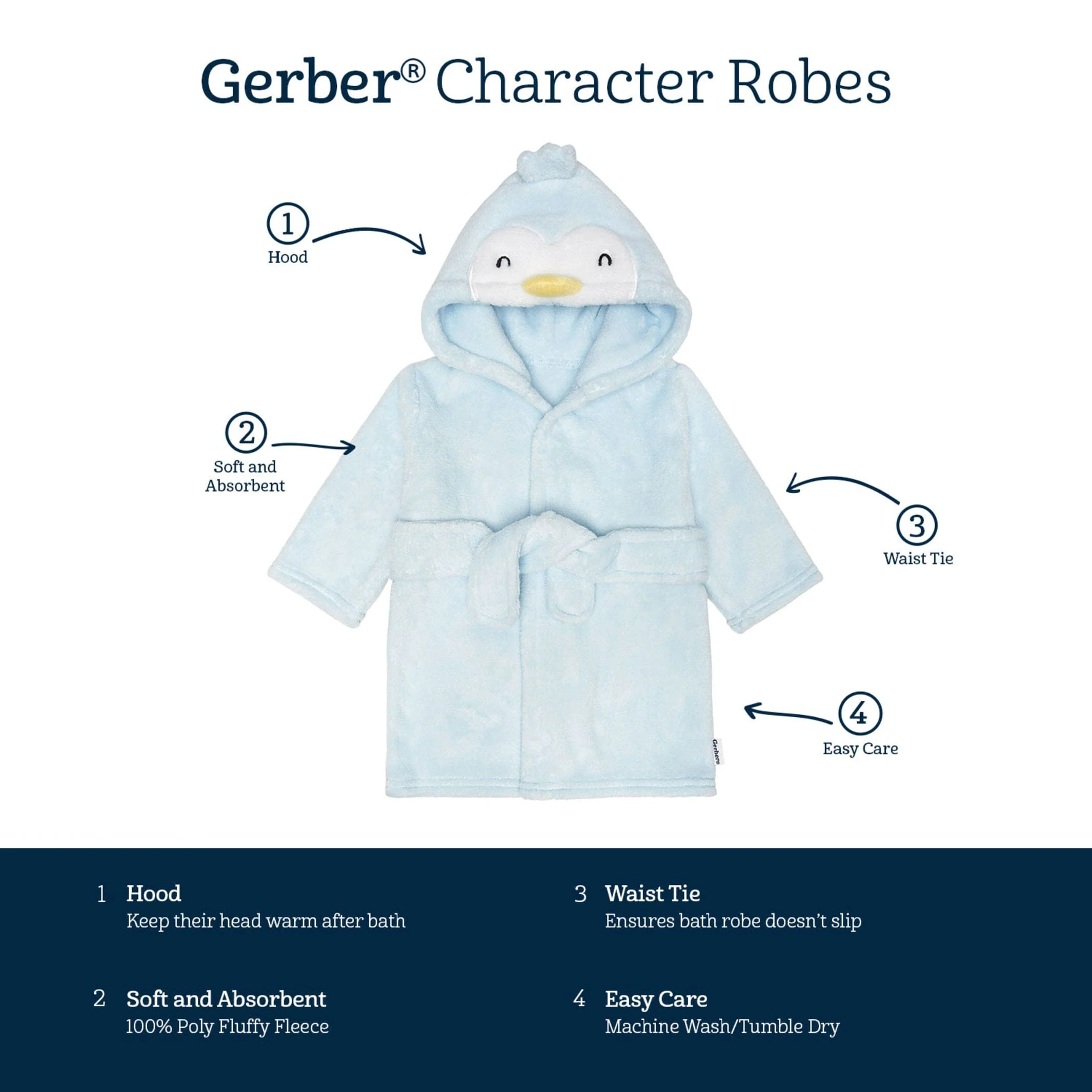 Embroidered Baby Neutral Penguin Robe - Image 8