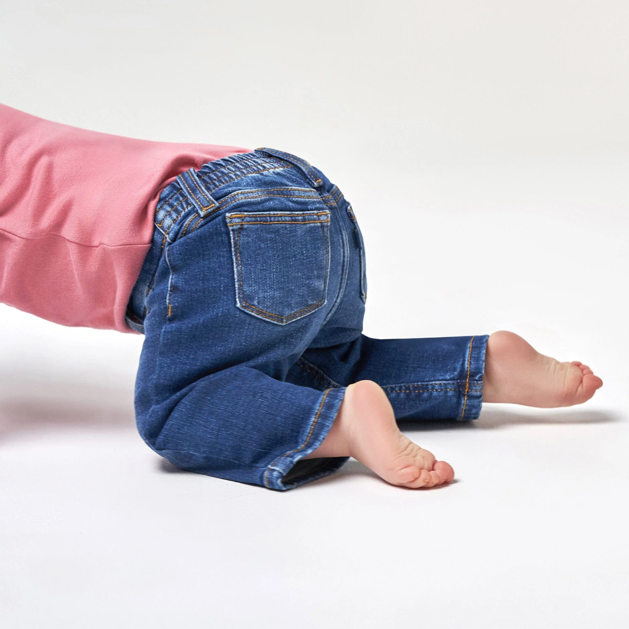Baby Neutral Blue Straight Fit Denim Jeans With Elastic Back - Image 2