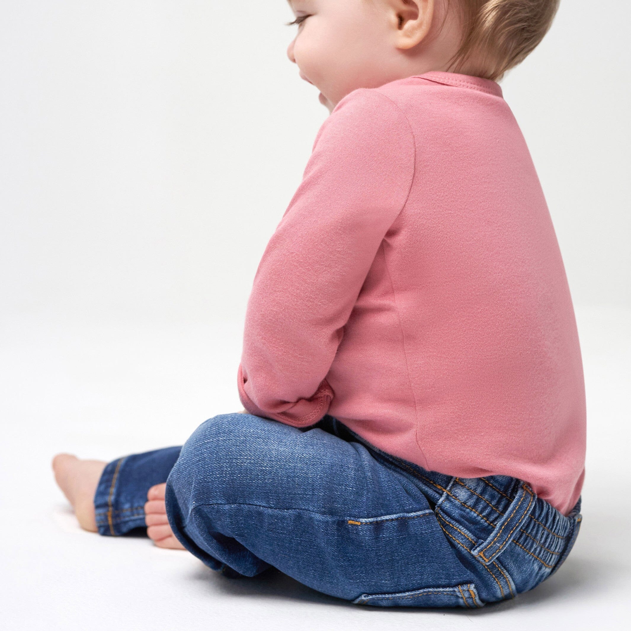 Baby Neutral Blue Straight Fit Denim Jeans With Elastic Back - Image 3
