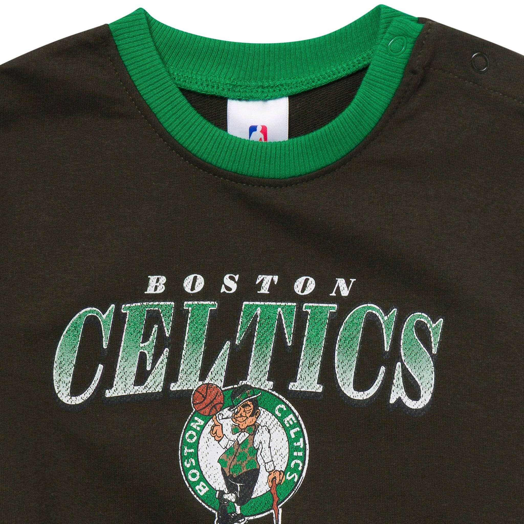 Baby Neutral Boston Celtics Sweatshirt Bubble Romper - Image 2