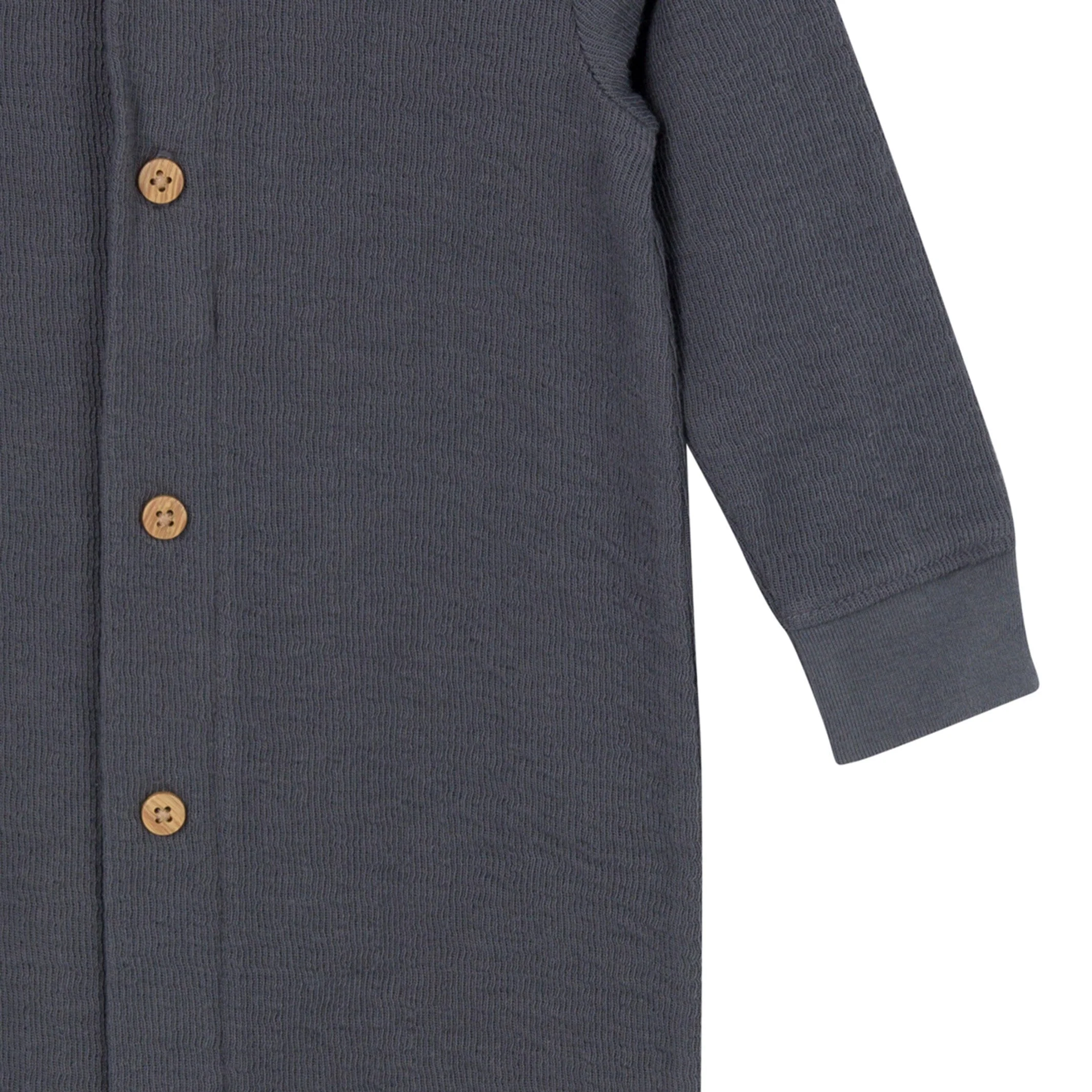 Baby Neutral Charcoal Hooded Romper - Image 3