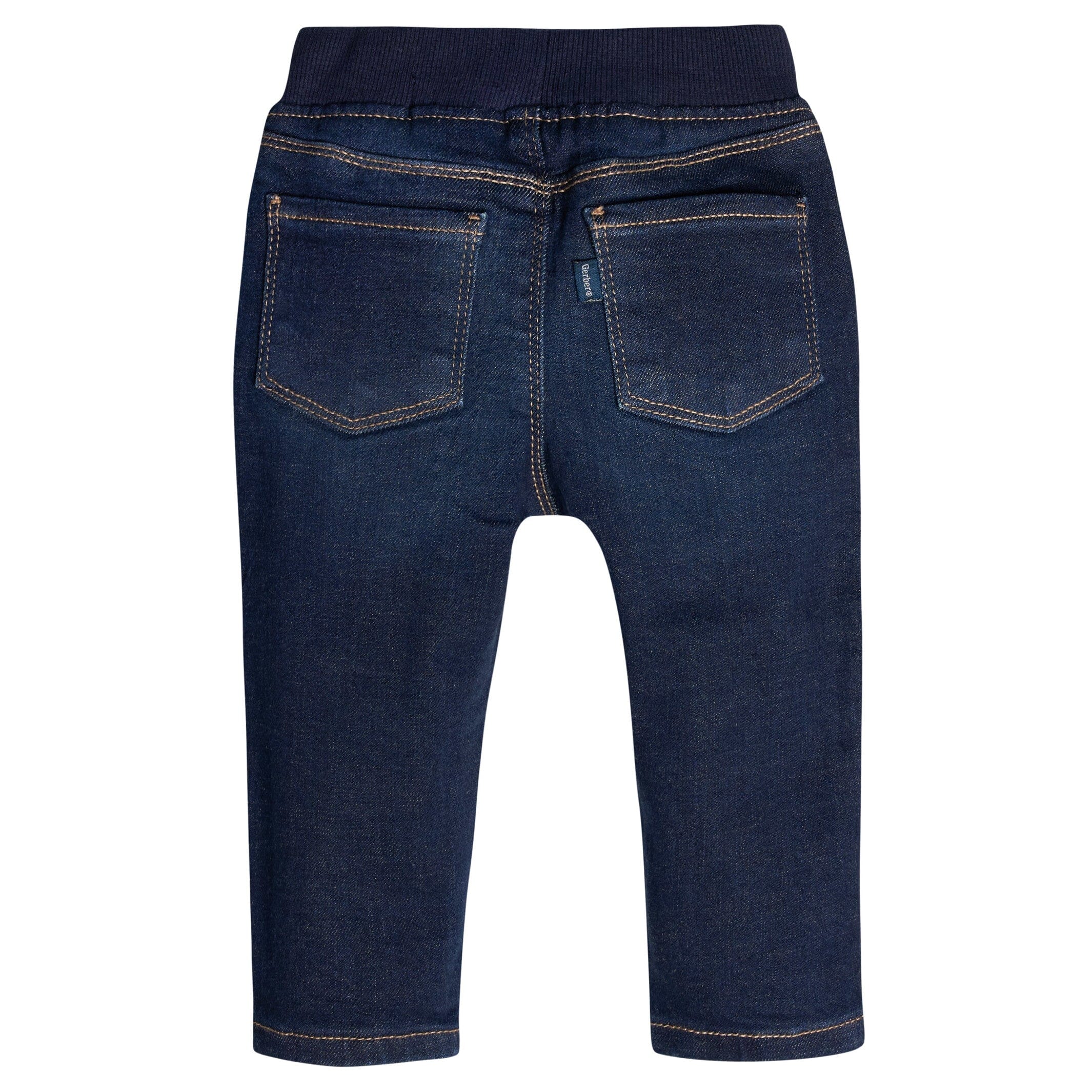 Baby Neutral Dark Blue Rib Waist Skinny Denim Jeans - Image 3