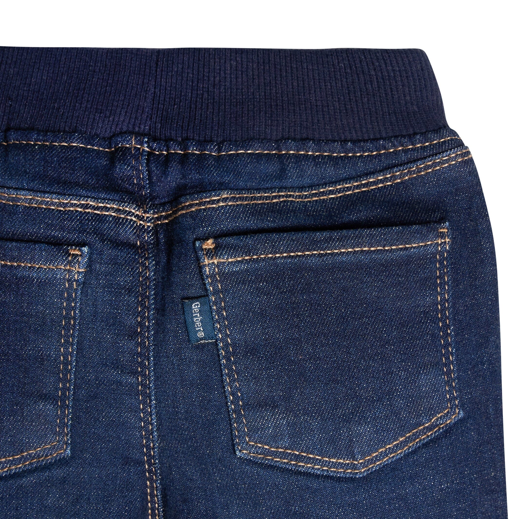 Baby Neutral Dark Blue Rib Waist Skinny Denim Jeans - Image 4