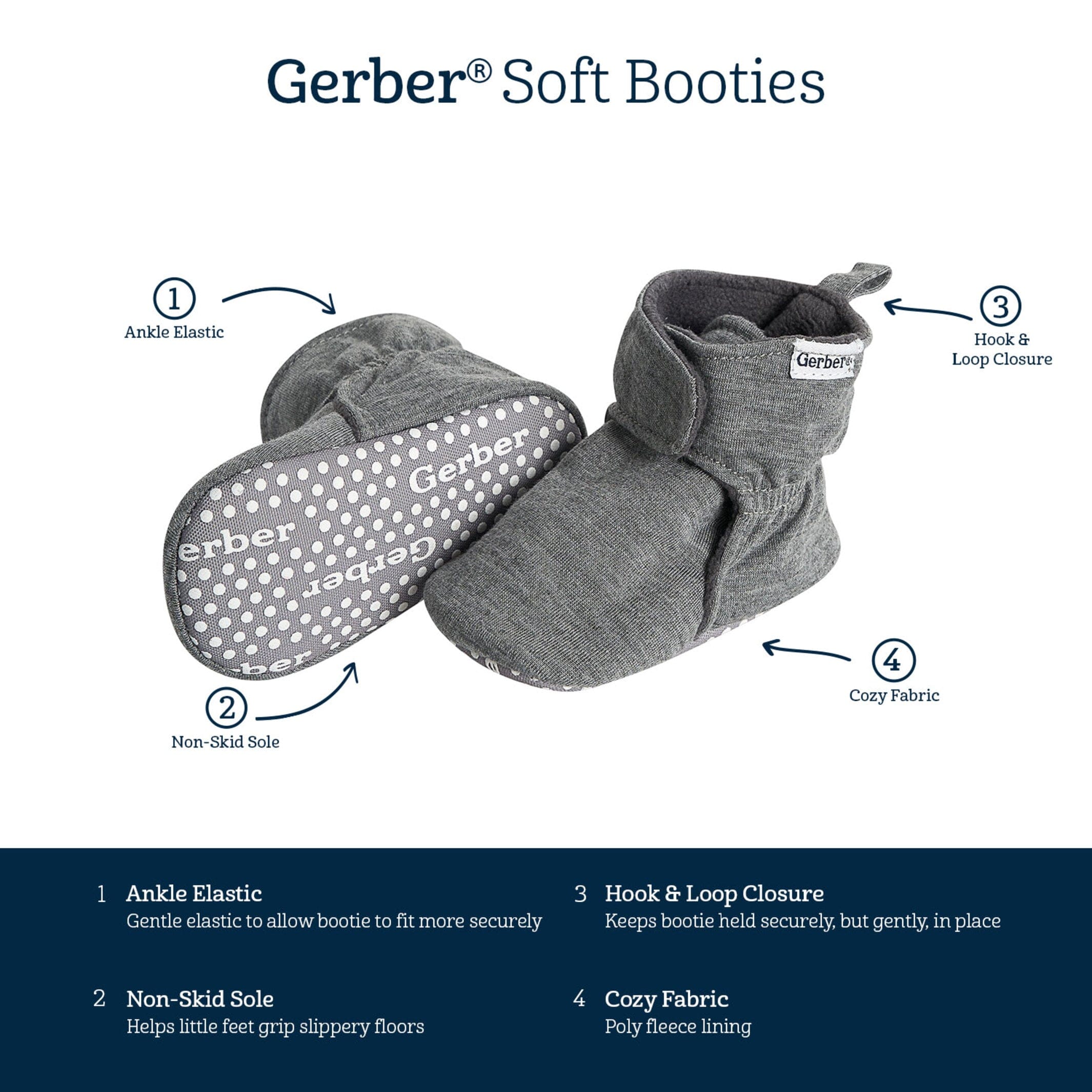 Baby Neutral Heather Gray Soft Booties - Image 6