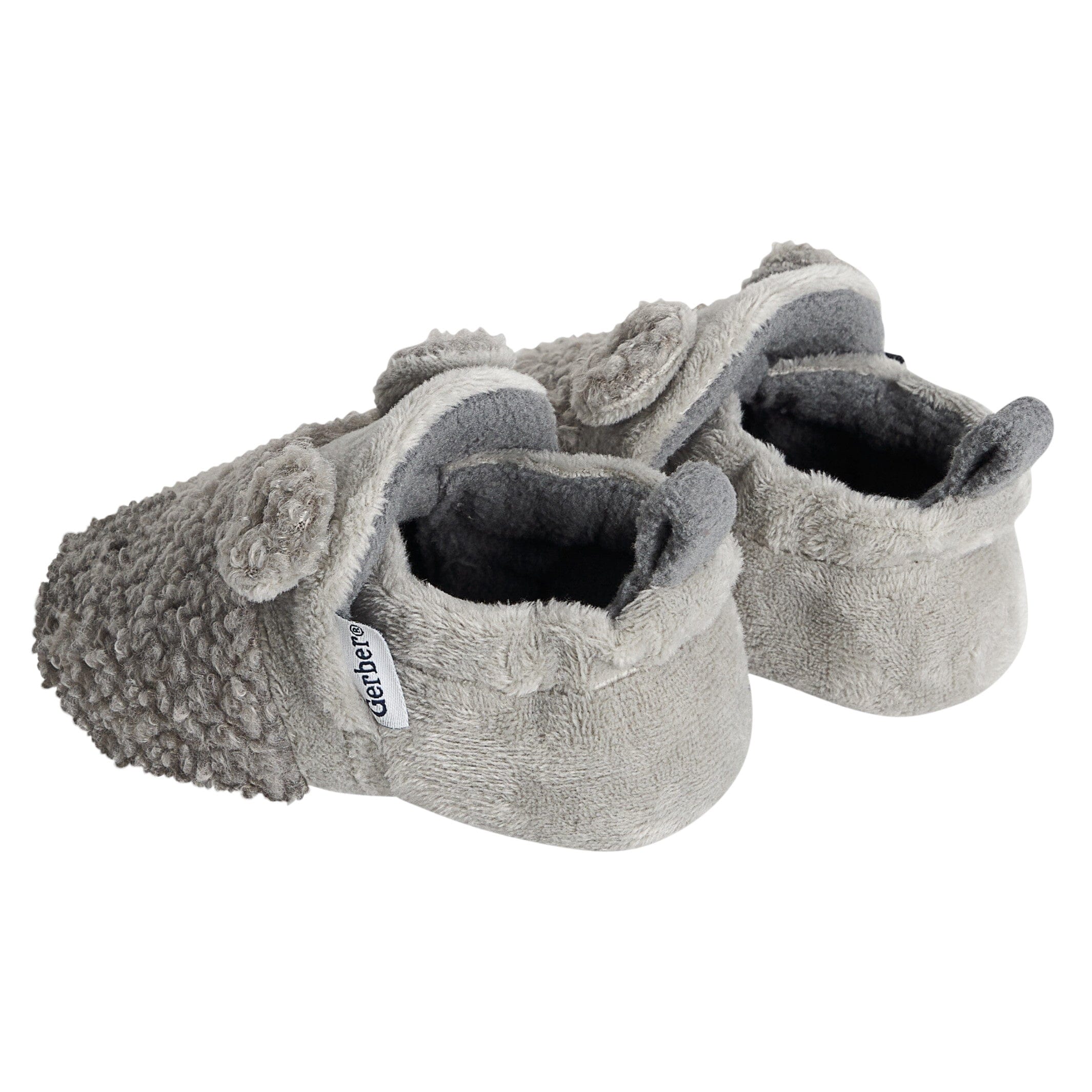 Baby Neutral Grey Sherpa Booties - Image 3