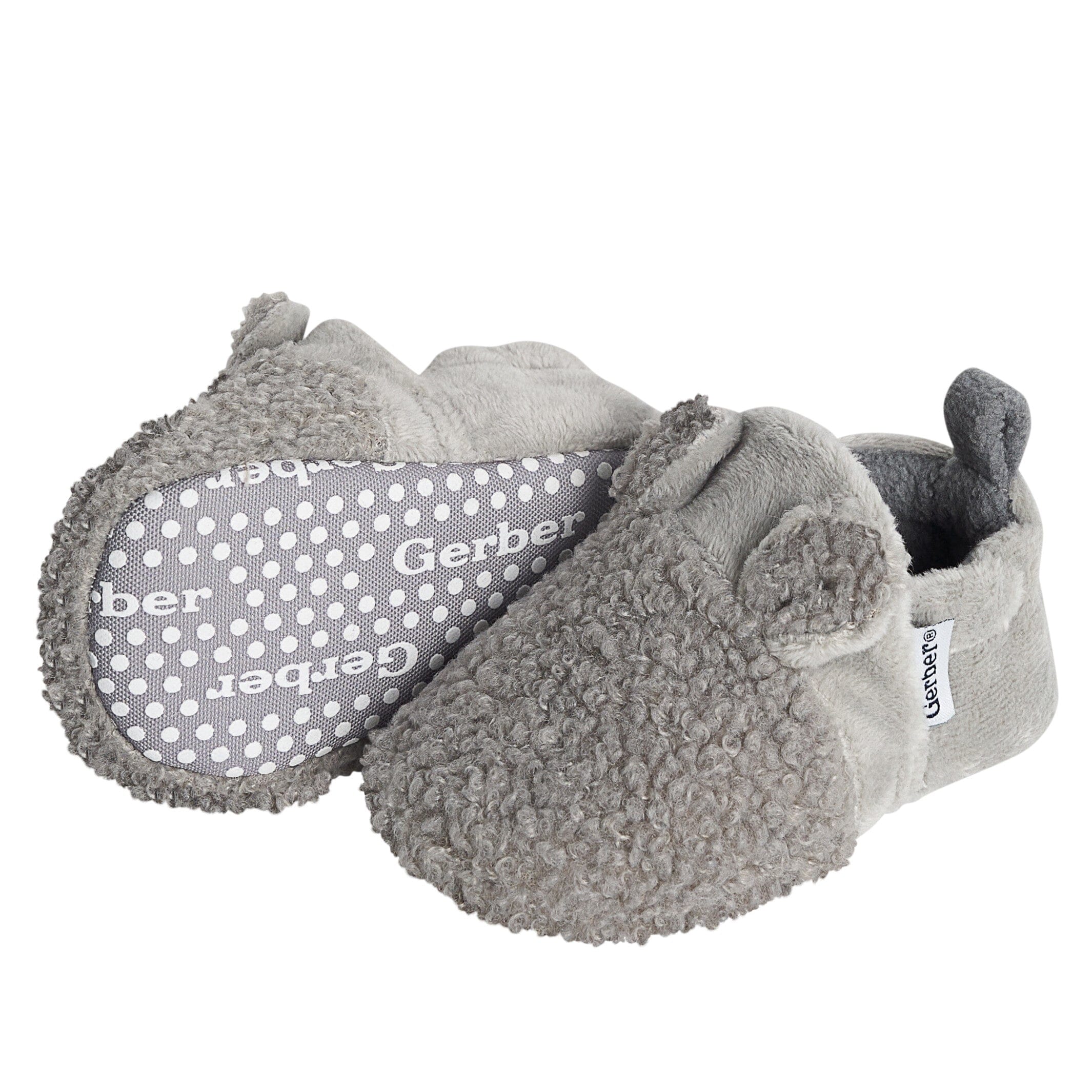 Baby Neutral Grey Sherpa Booties - Image 4