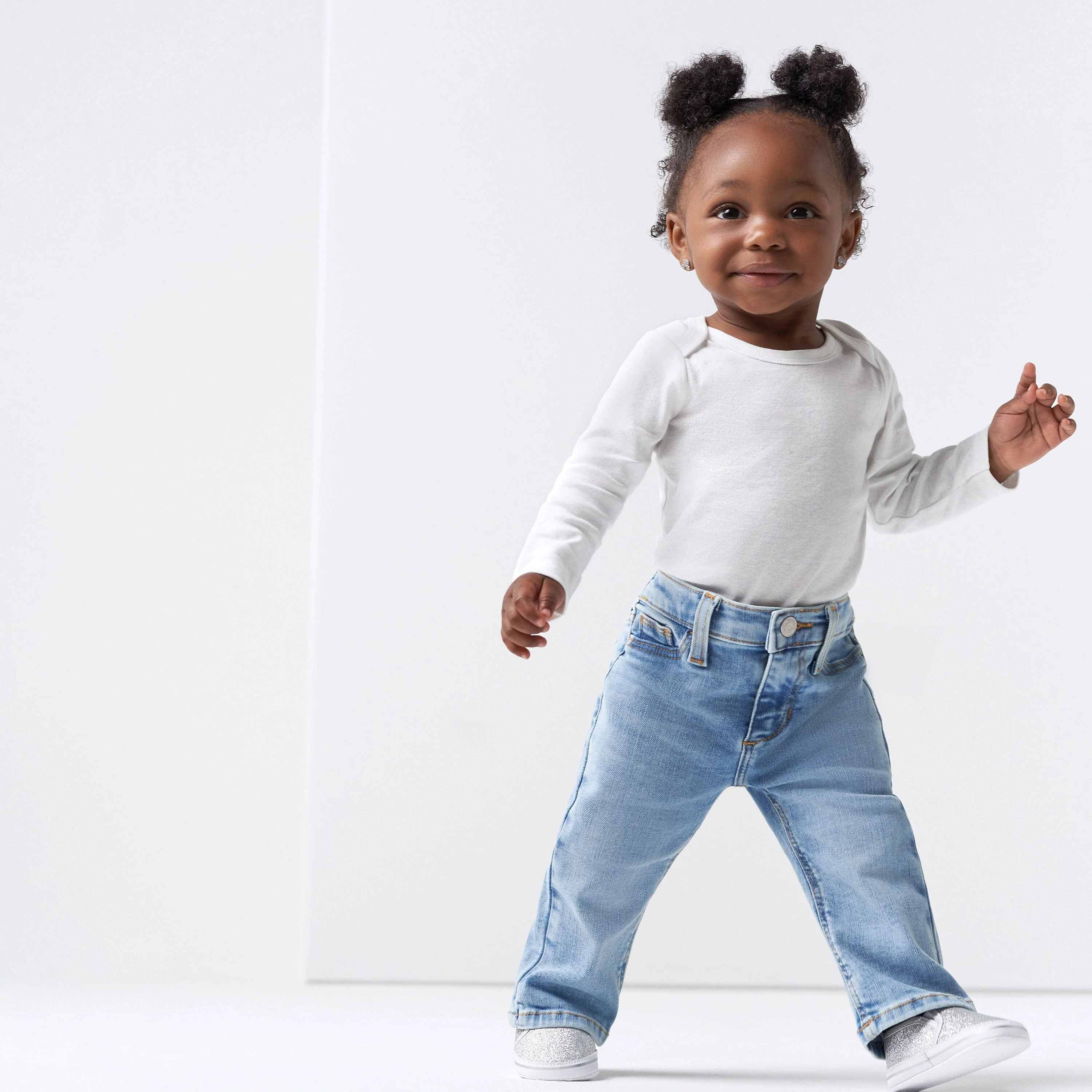 Baby Neutral Light Blue Straight Fit Denim Jeans With Elastic Back - Image 2