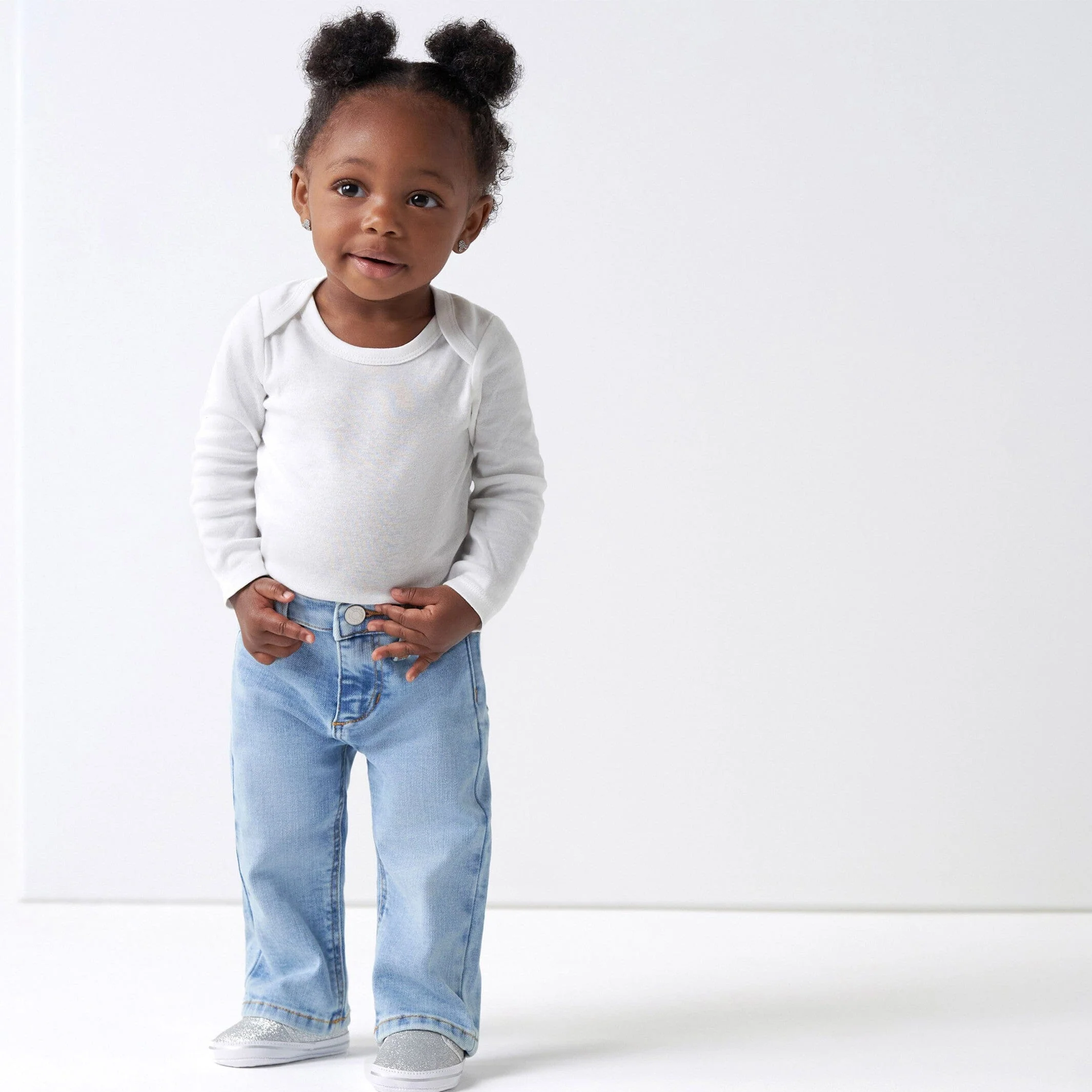 Baby Neutral Light Blue Straight Fit Denim Jeans With Elastic Back - Image 3