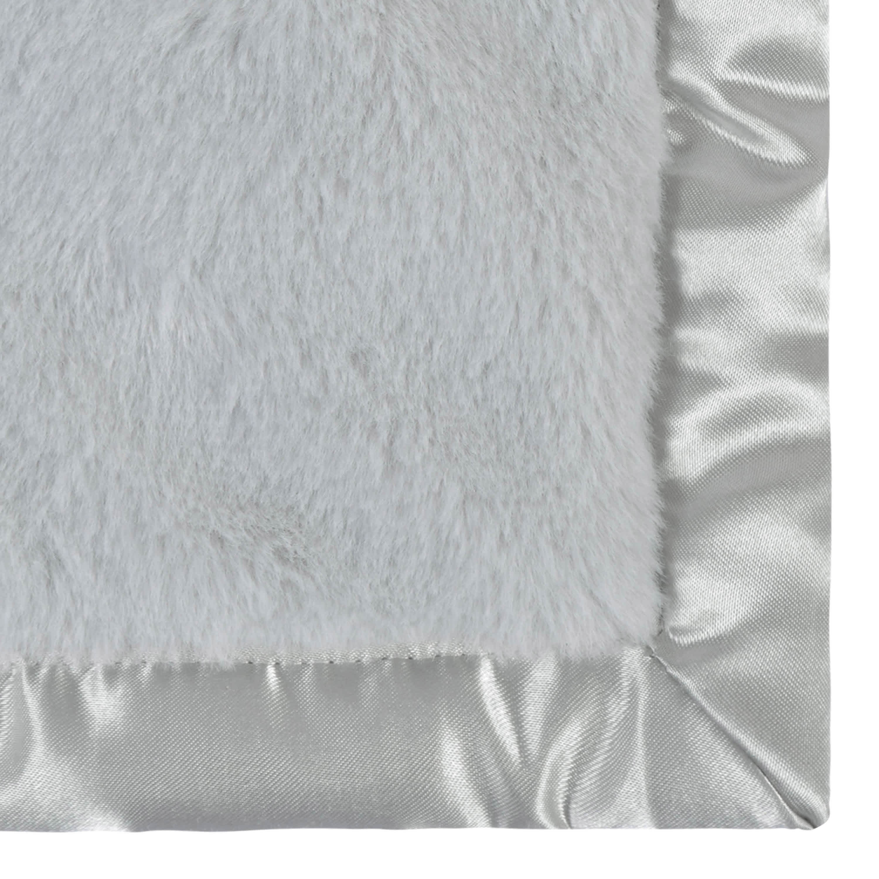 Embroidered Neutral Light Gray Plush Blanket - Image 5
