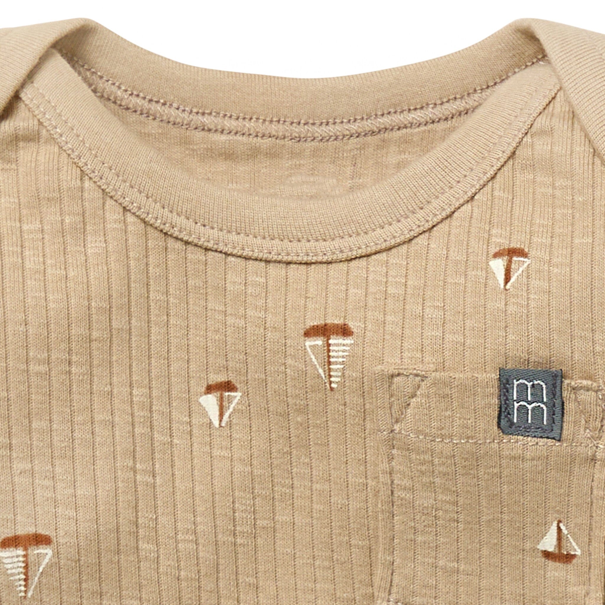 Baby Boys Tan Sail Boat Short Sleeve Bodysuit - Image 2