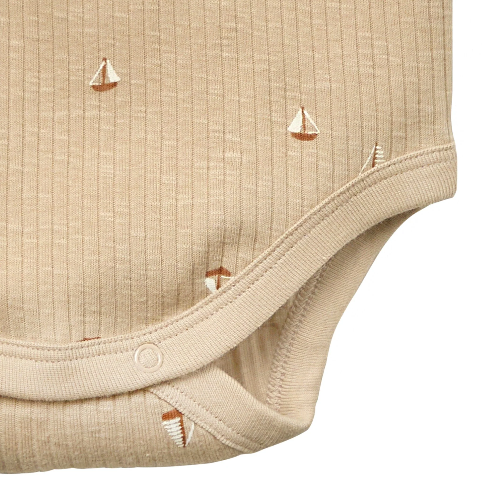 Baby Boys Tan Sail Boat Short Sleeve Bodysuit - Image 4
