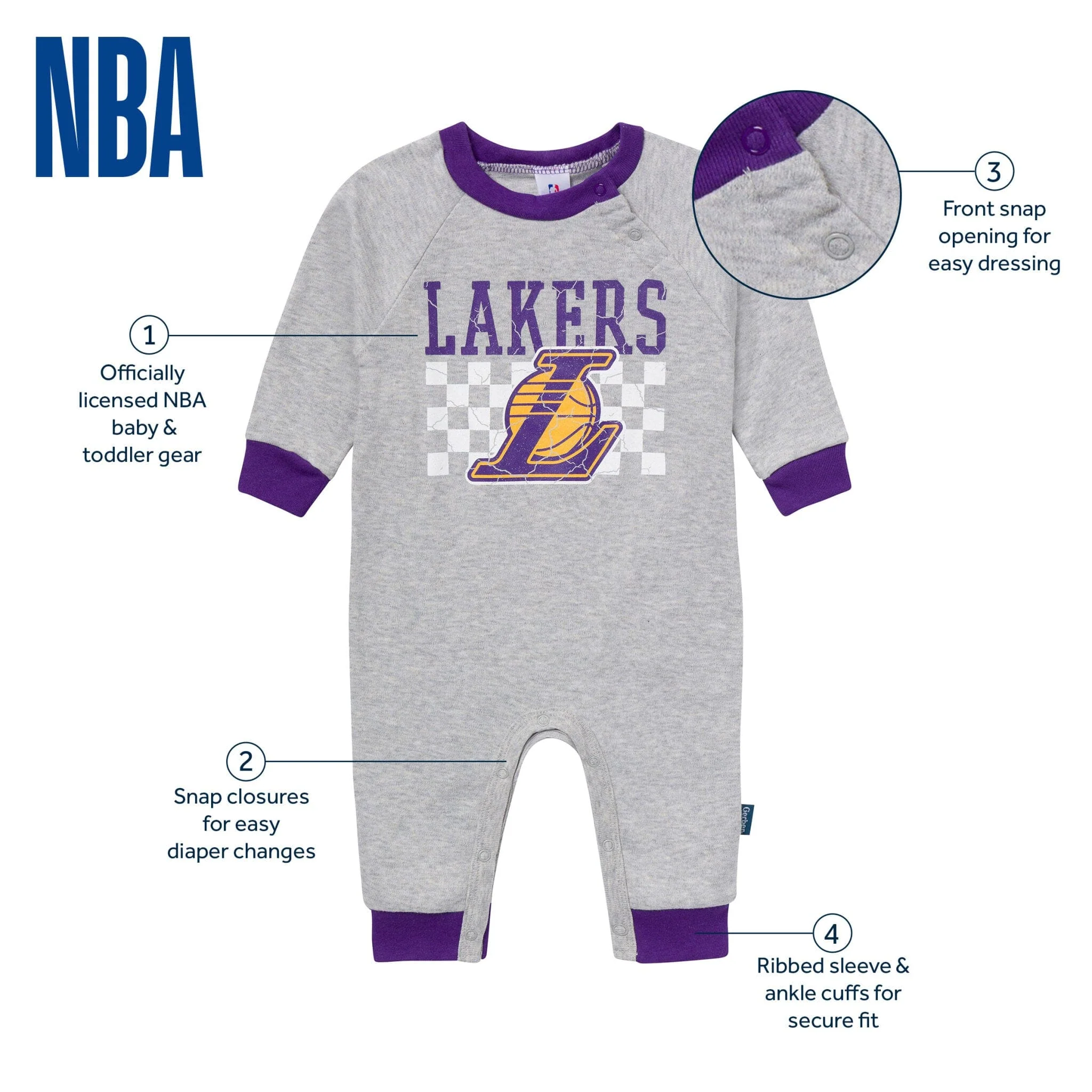 Baby Neutral Los Angeles Lakers Romper - Image 5