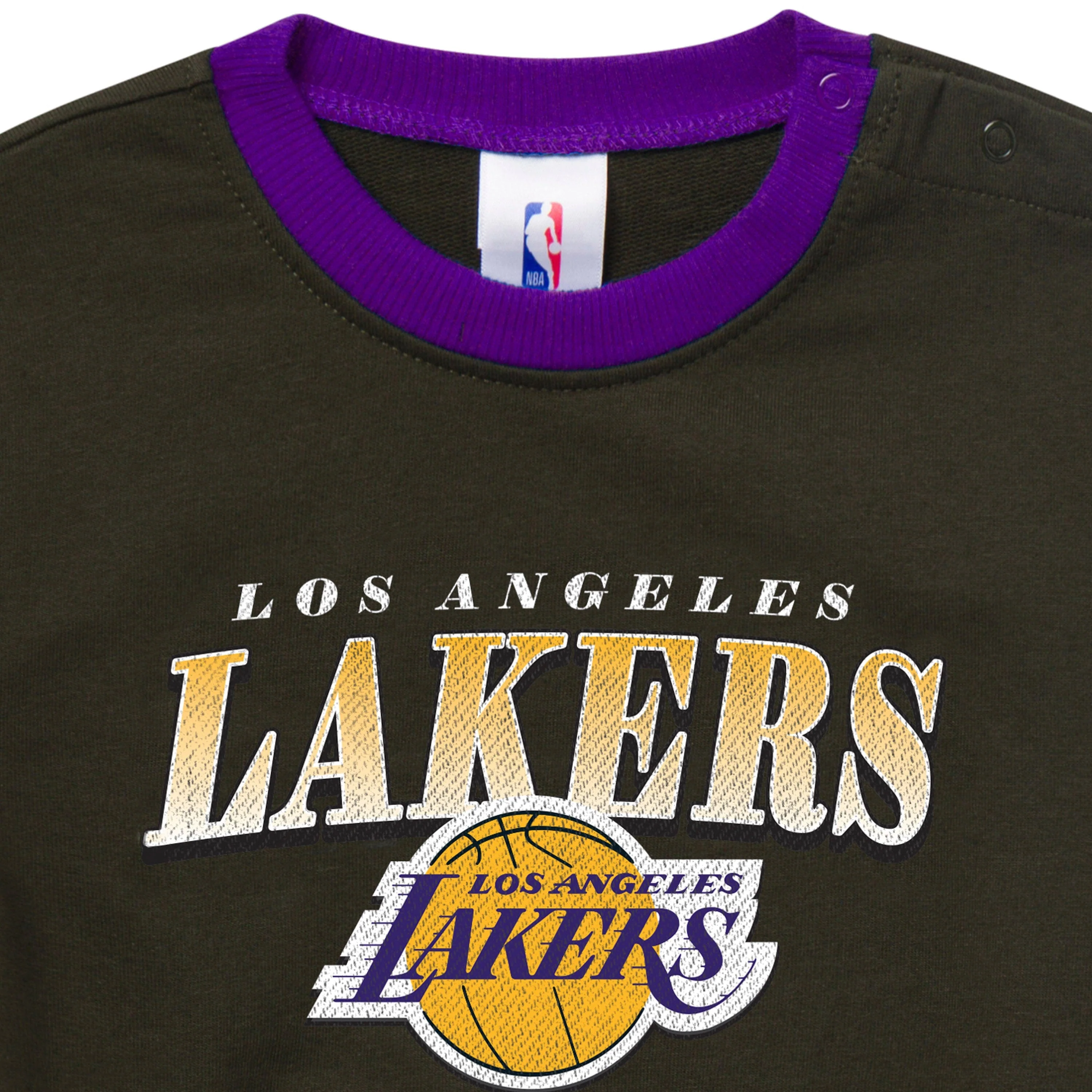 Baby Neutral Los Angeles Lakers Sweatshirt Bubble Romper - Image 2