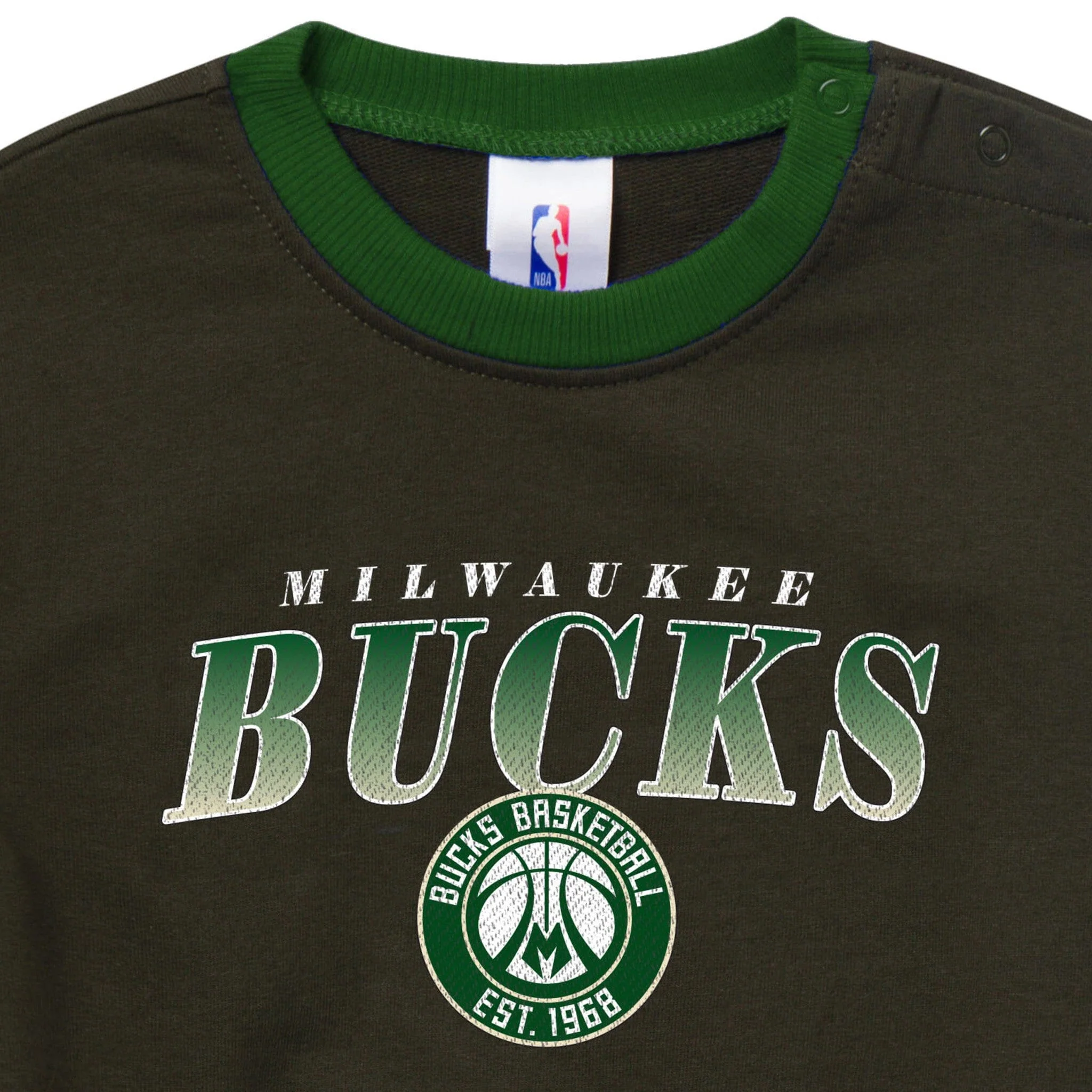 Baby Neutral Milwaukee Bucks Sweatshirt Bubble Romper - Image 2