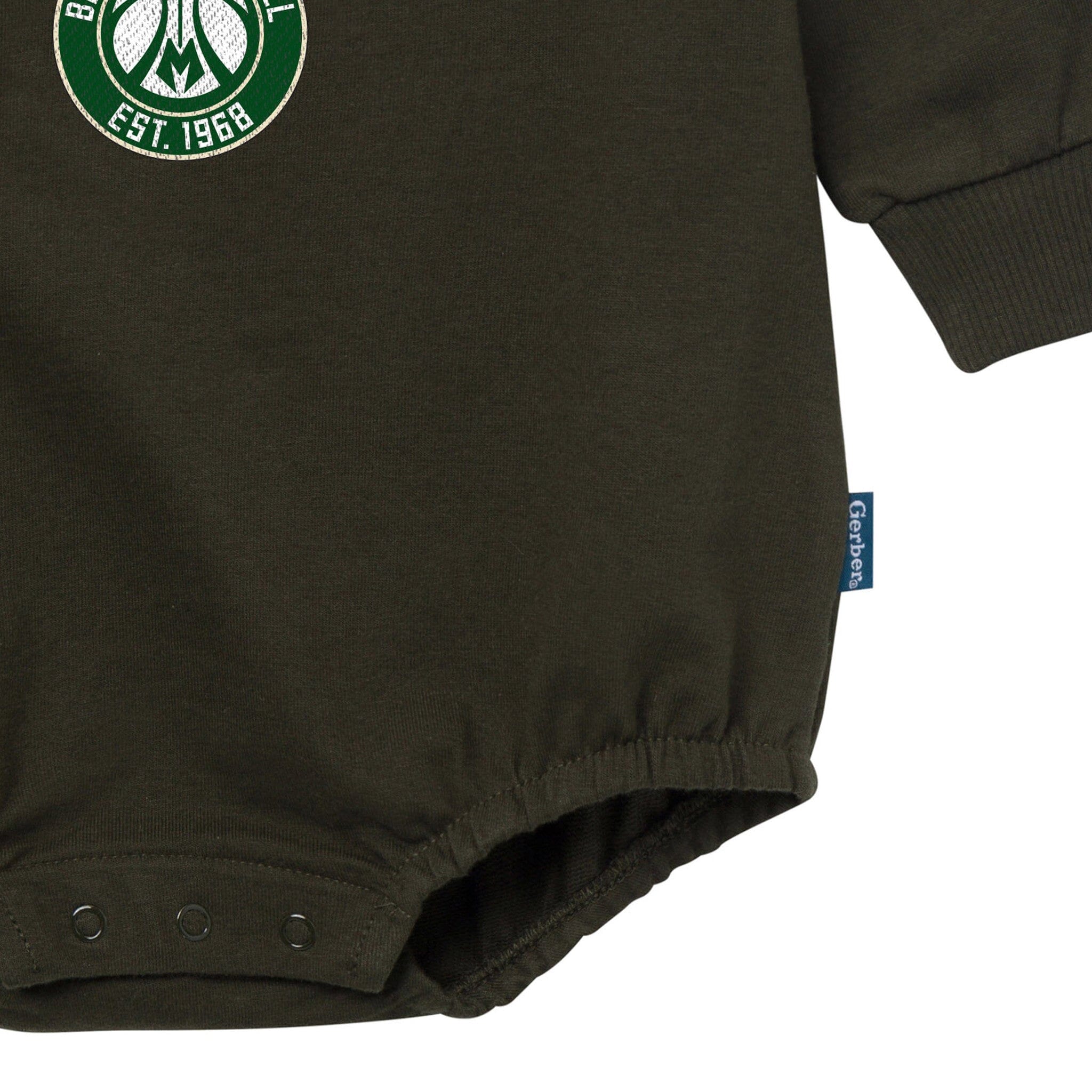 Baby Neutral Milwaukee Bucks Sweatshirt Bubble Romper - Image 4