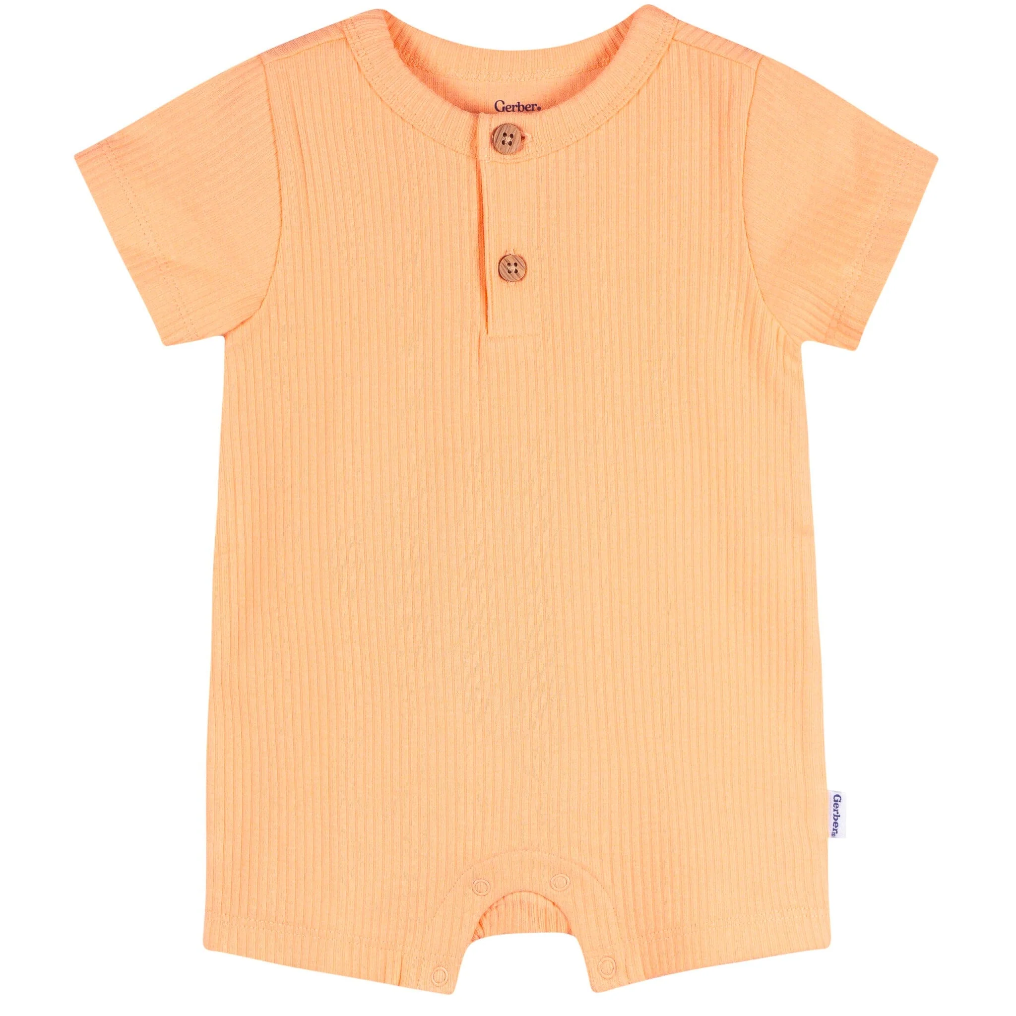 Baby Neutral Peach Short Sleeve Henley Romper