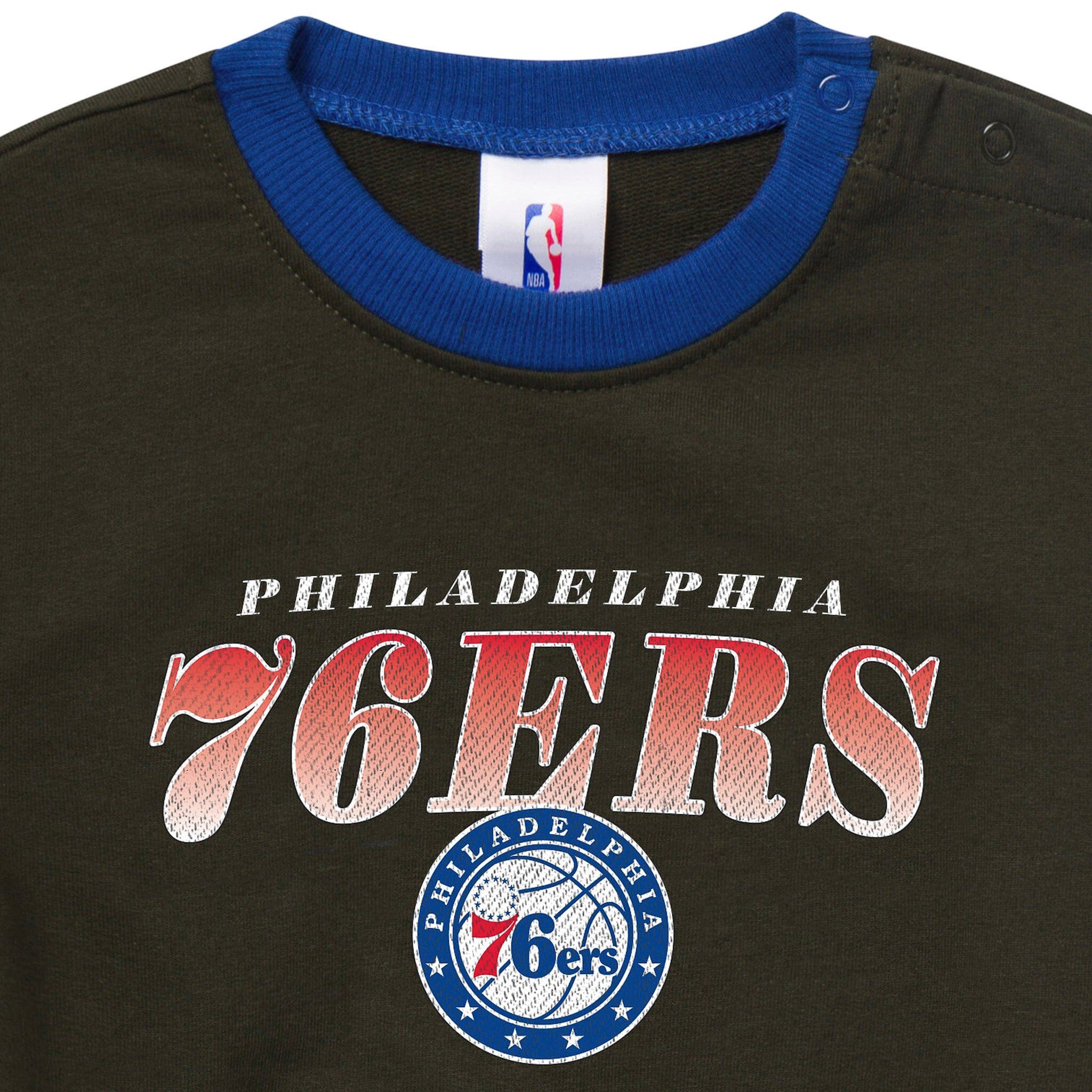 Baby Neutral Philadelphia 76ers Sweatshirt Bubble Romper - Image 2