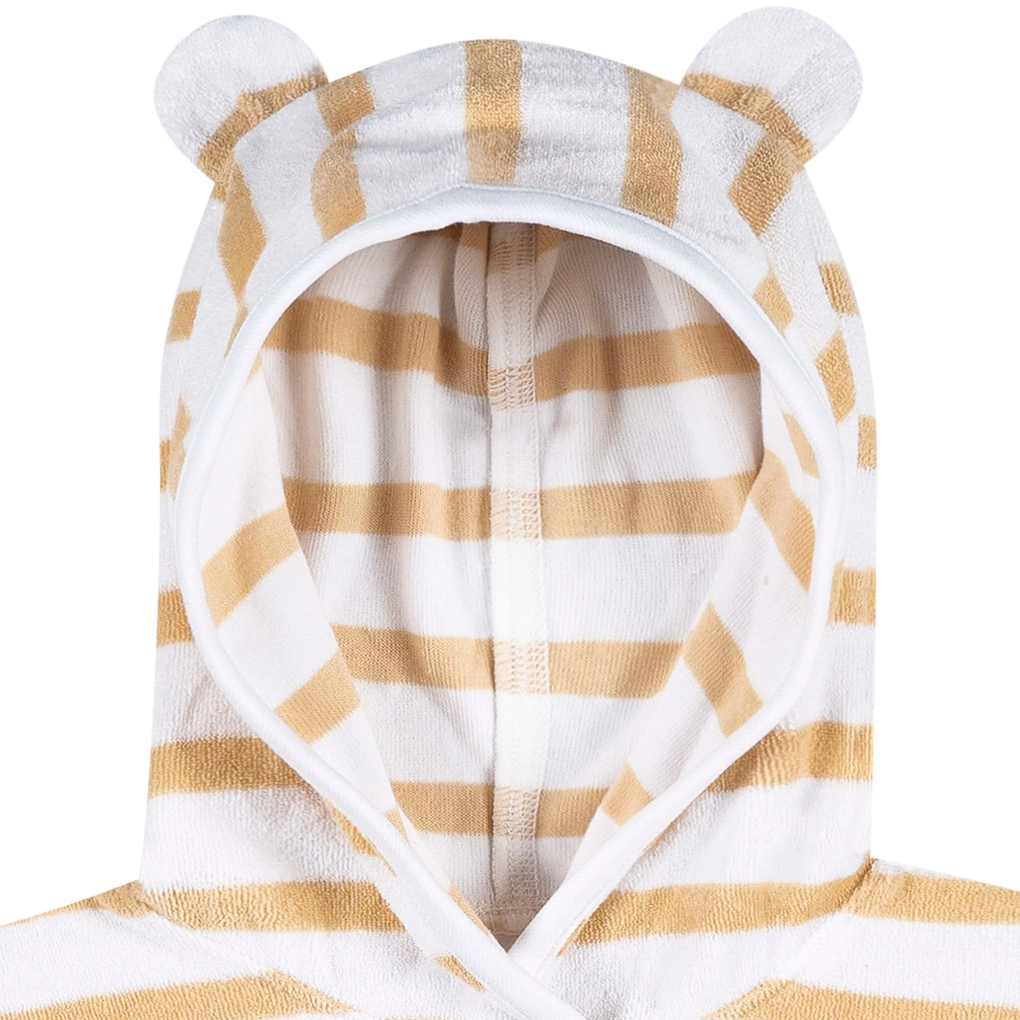 Baby Neutral Tan Stripe Hooded Swim Coverup - Image 3