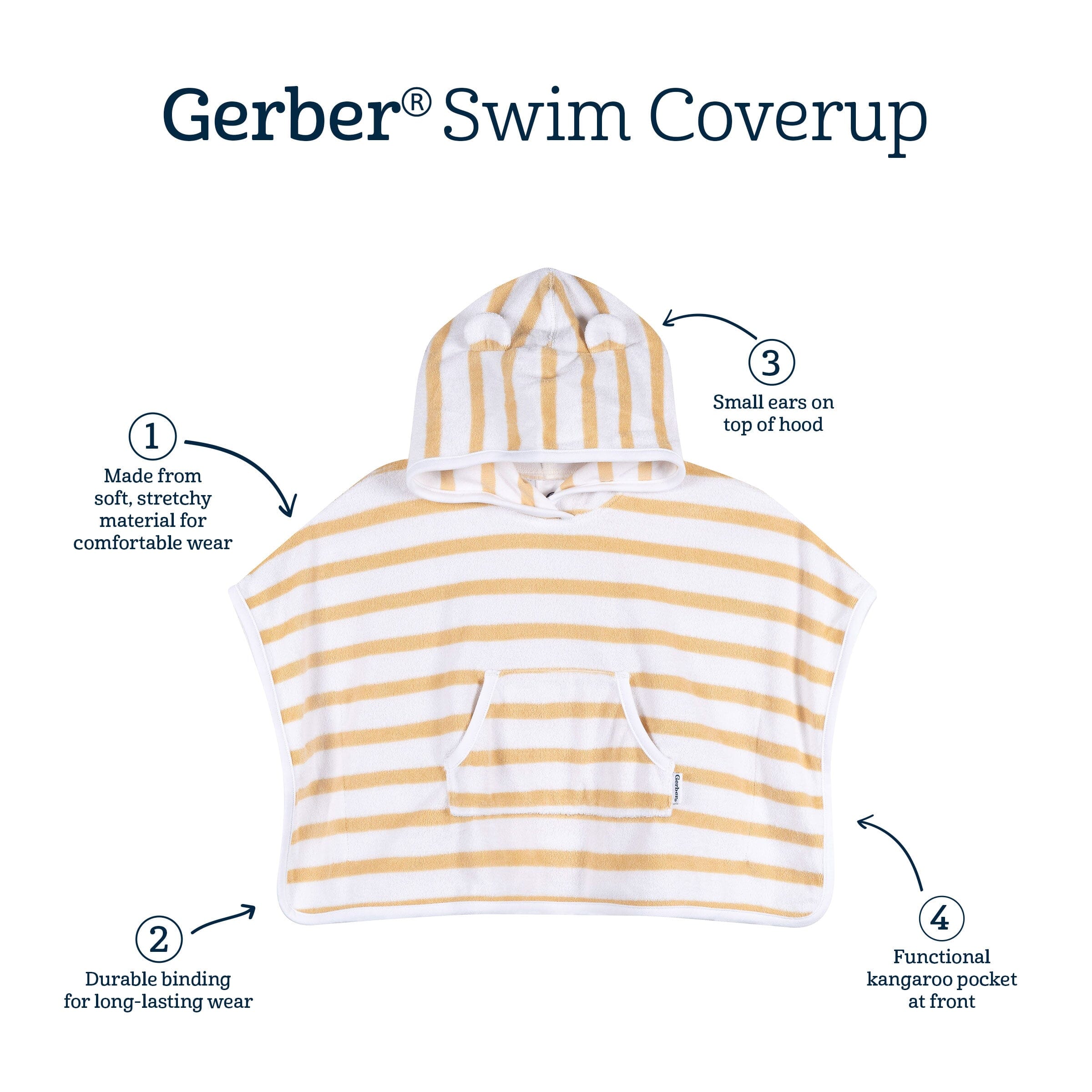 Baby Neutral Tan Stripe Hooded Swim Coverup - Image 7