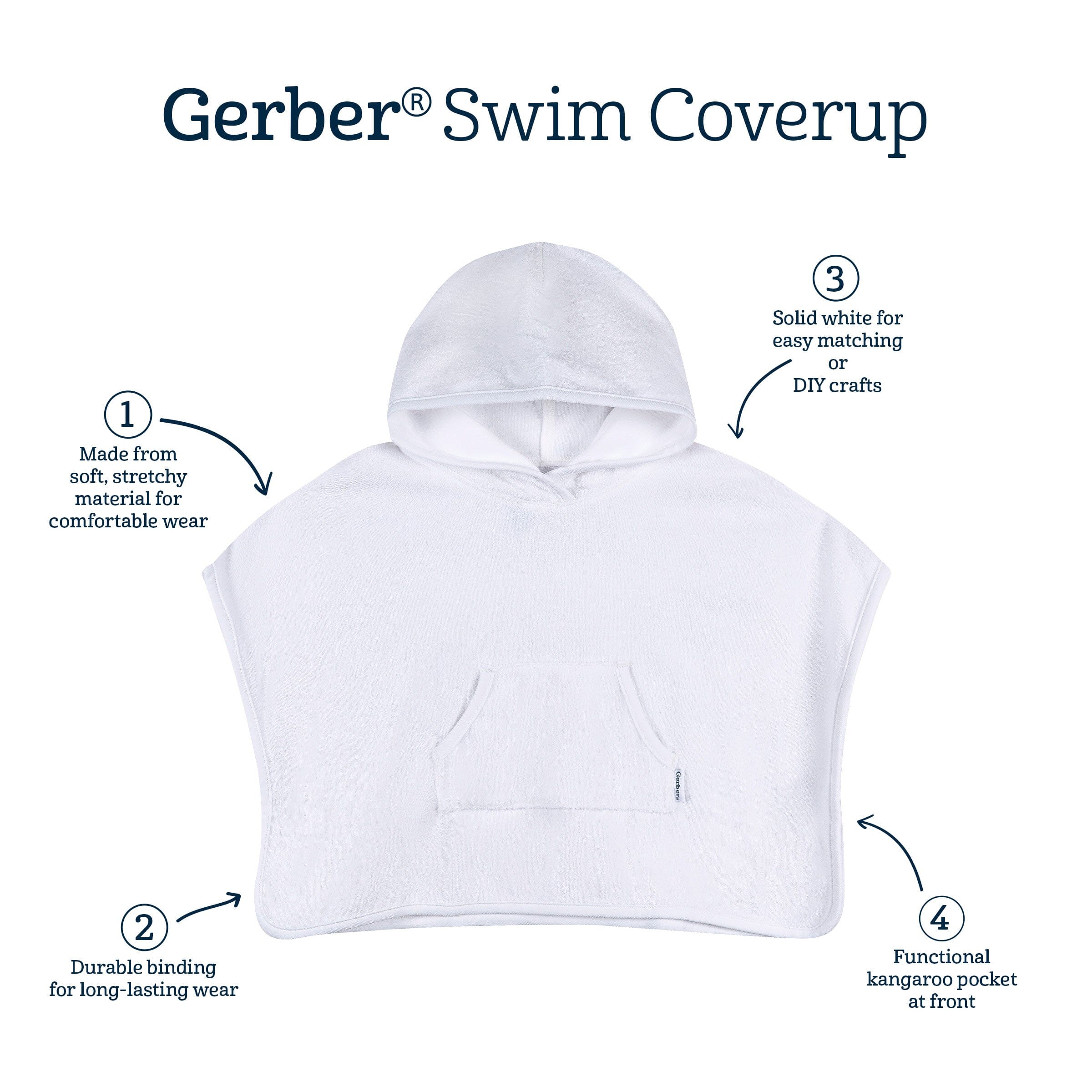 Baby & Toddler Neutral White Hooded Swim Coverup - Image 7