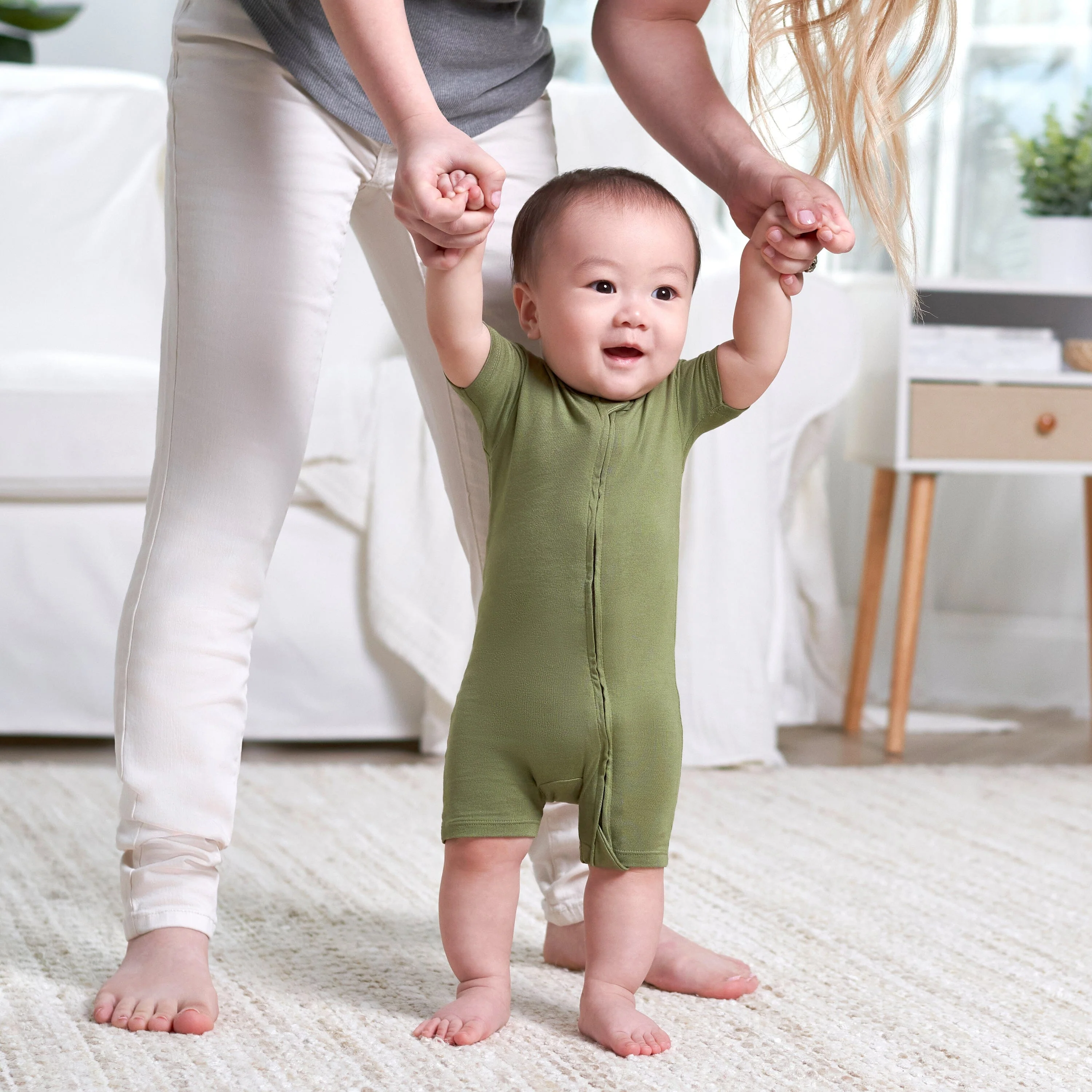 Baby Moss Buttery Soft Viscose Made from Eucalyptus Snug Fit Romper - Image 3