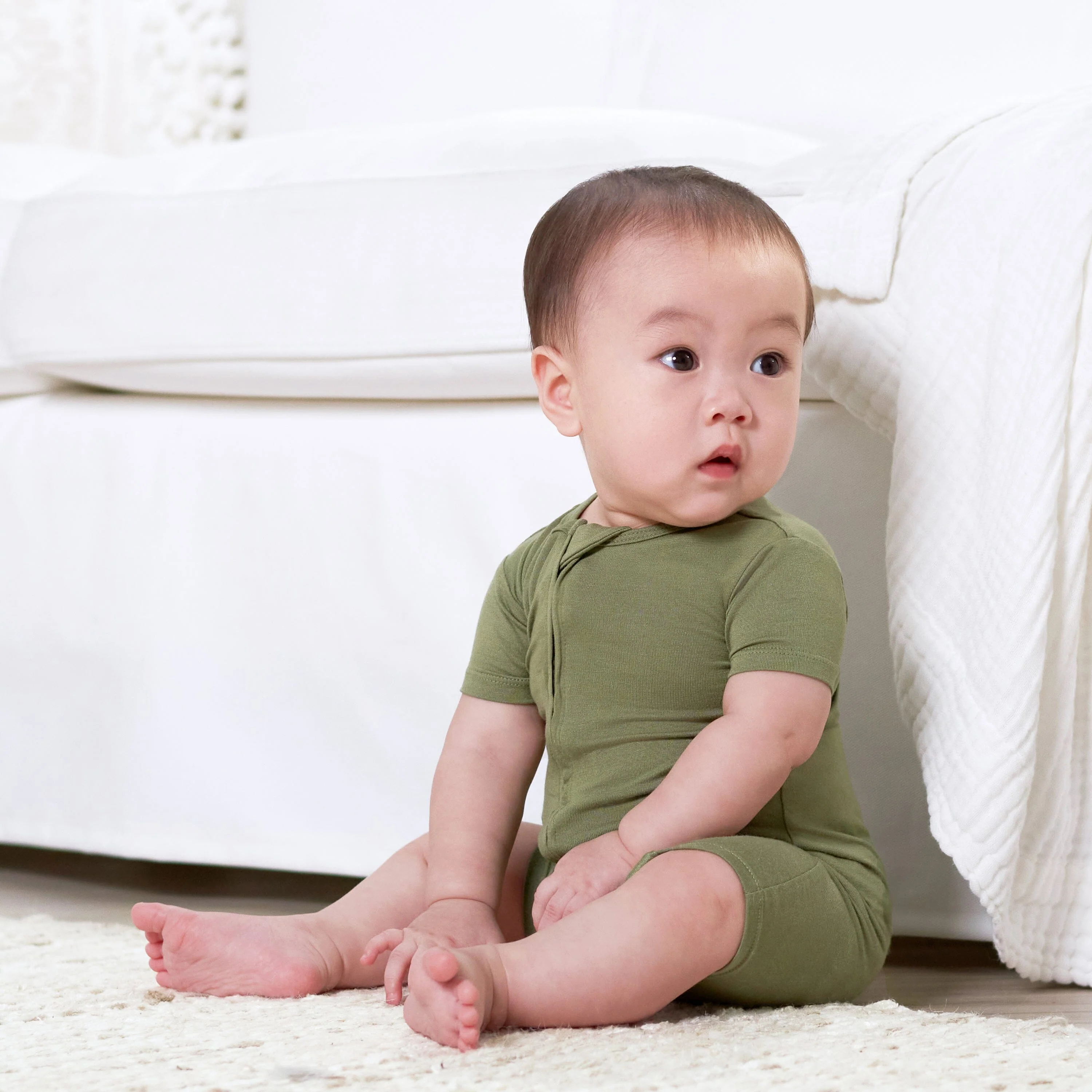 Baby Moss Buttery Soft Viscose Made from Eucalyptus Snug Fit Romper - Image 4