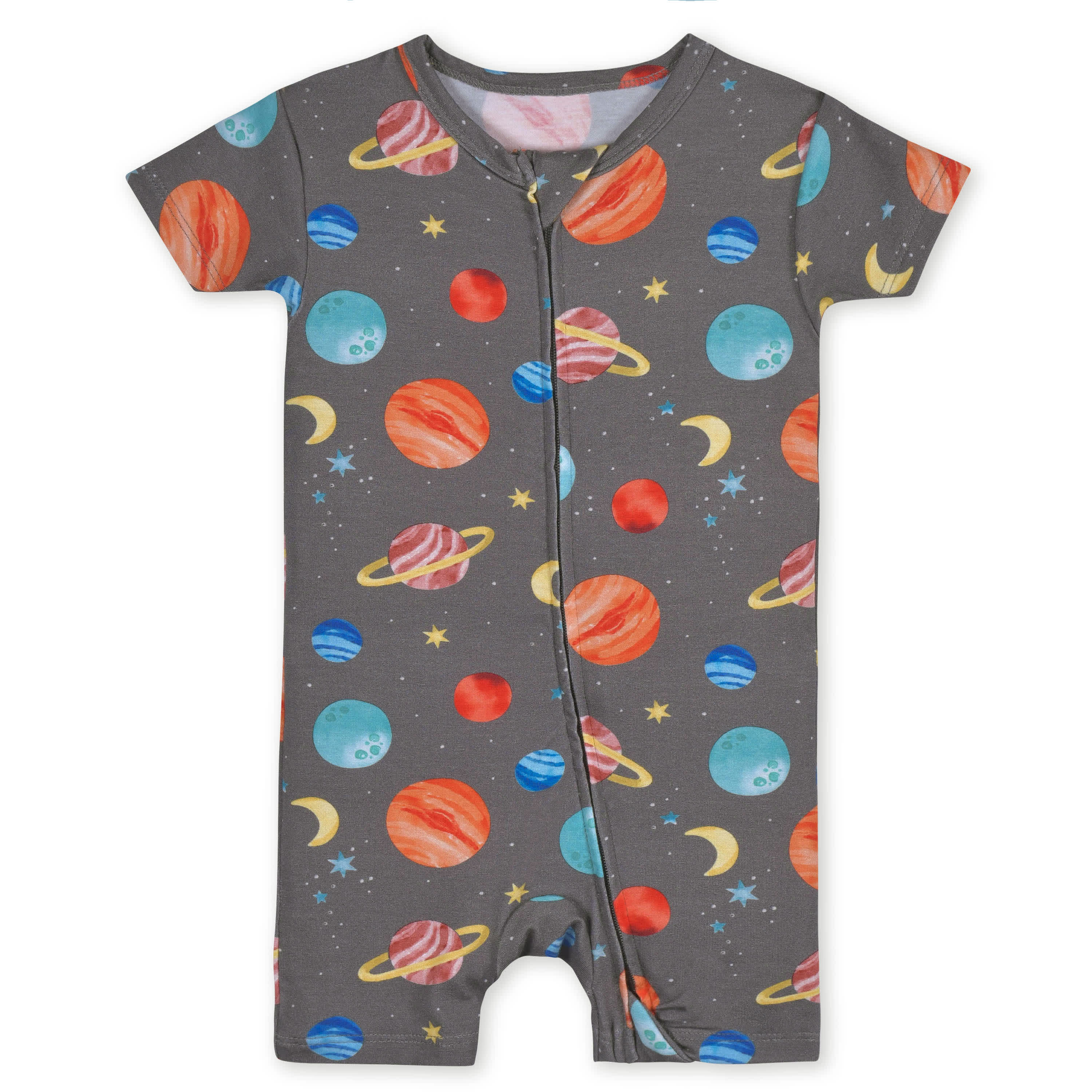 Baby Outer Space Buttery Soft Viscose Made from Eucalyptus Snug Fit Romper - Image 2