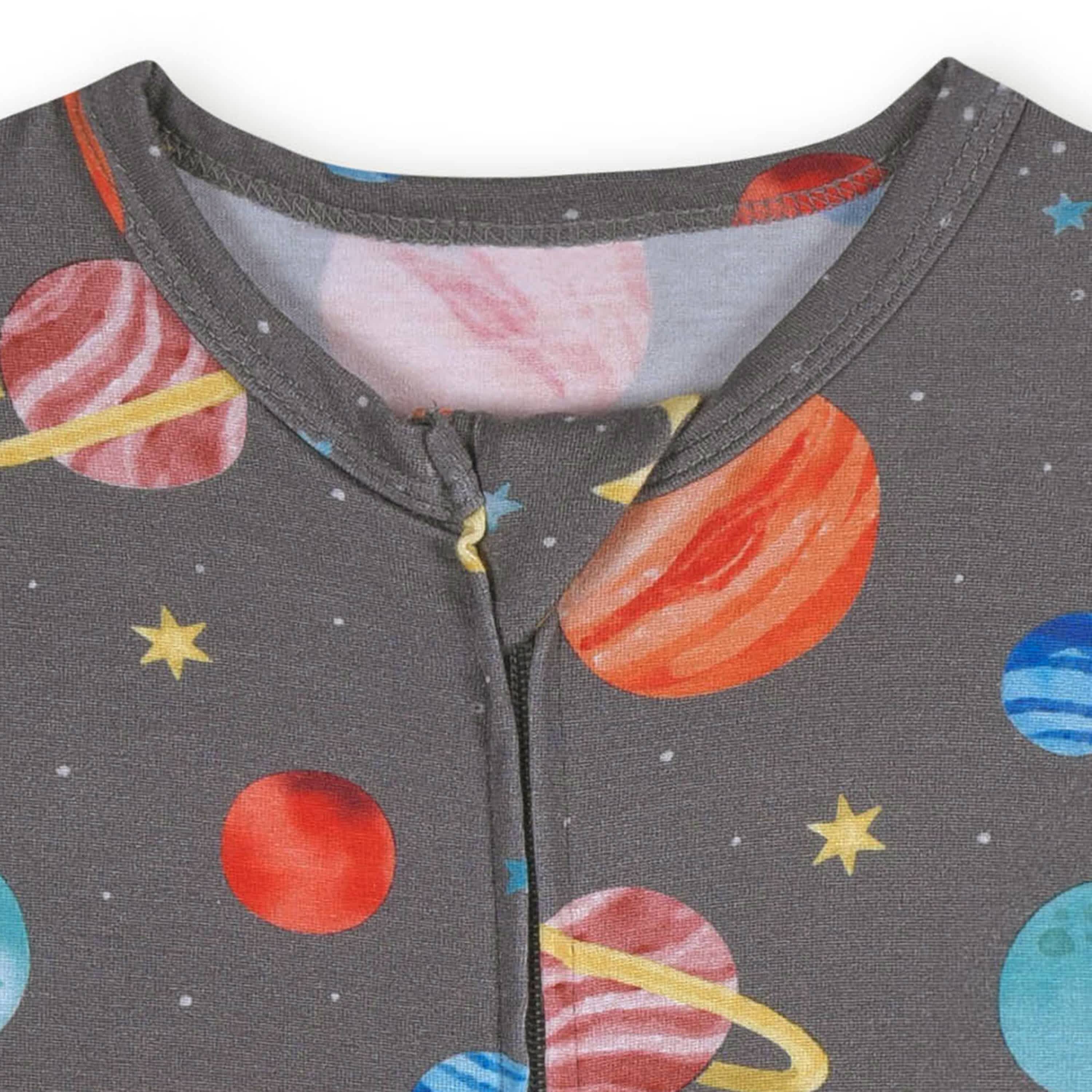 Baby Outer Space Buttery Soft Viscose Made from Eucalyptus Snug Fit Romper - Image 3