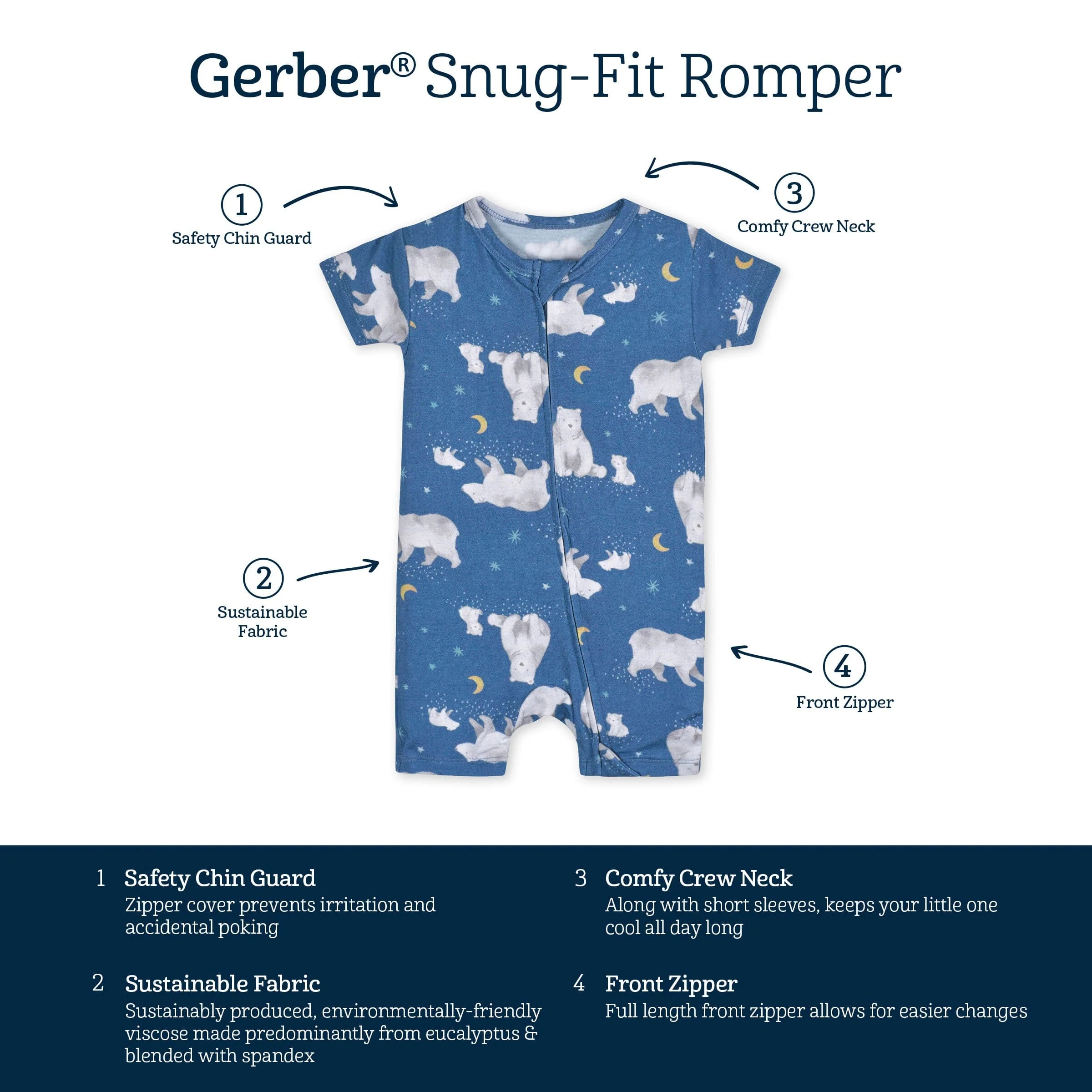 Baby Polar Night Buttery Soft Viscose Made from Eucalyptus Snug Fit Romper - Image 5