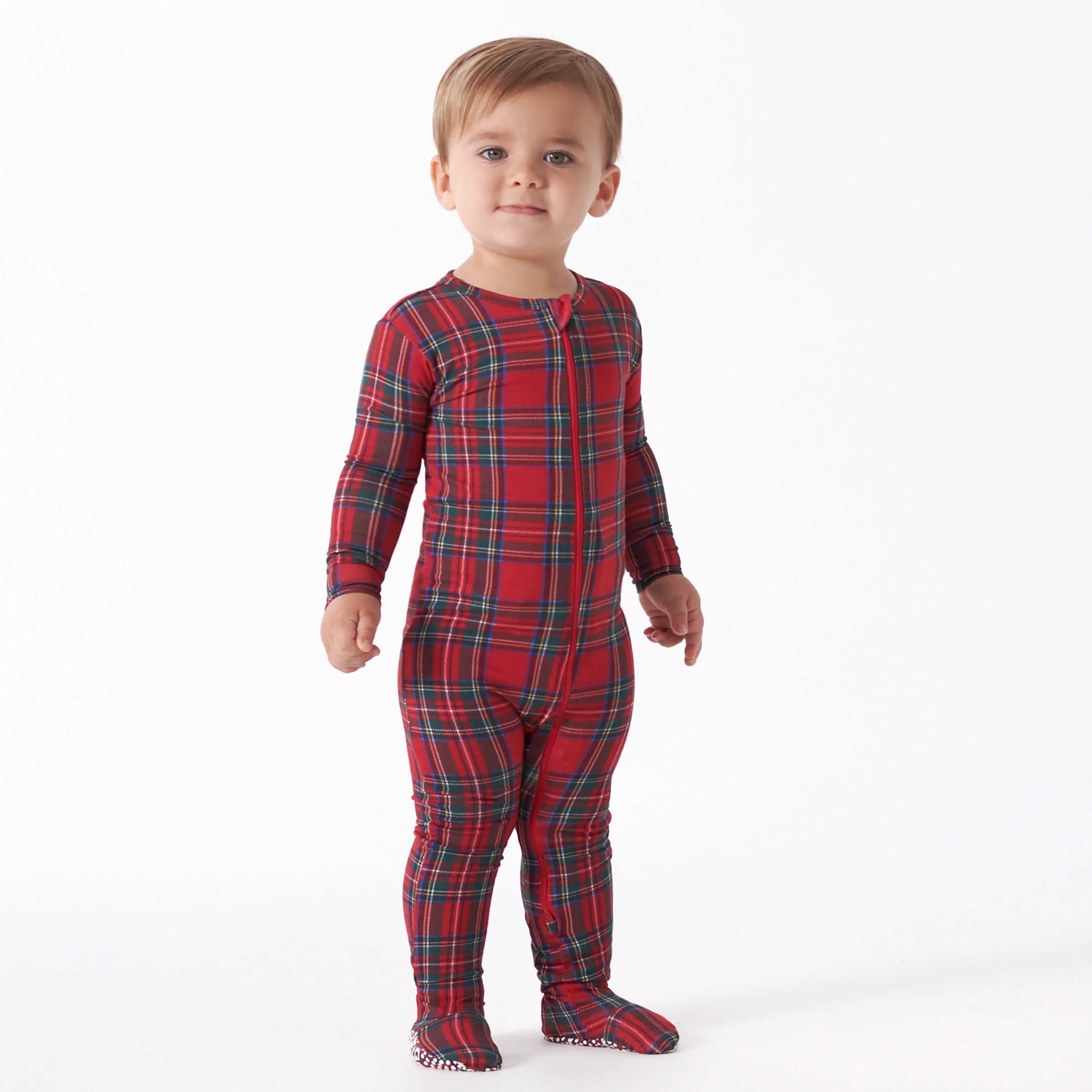 Baby Plaid About You Buttery Soft Viscose Made from Eucalyptus Snug Fit Footed Holiday Pajamas - Image 4