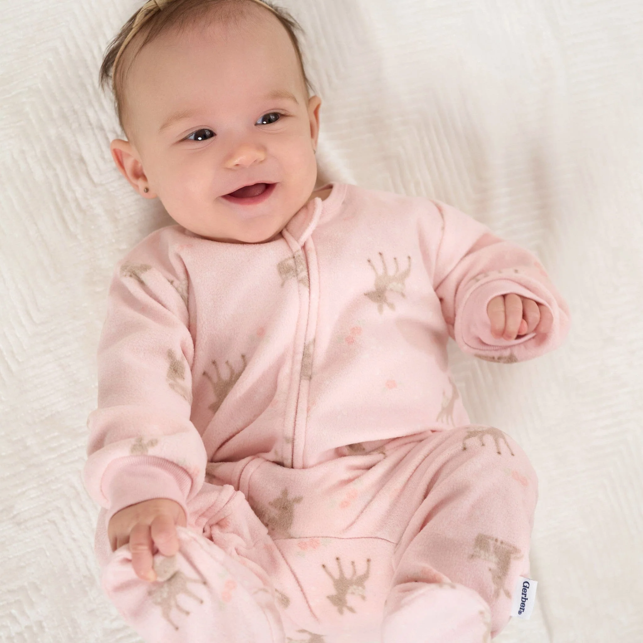 Baby & Toddler Girls Pink Deer Footed Fleece Pajamas - Image 3