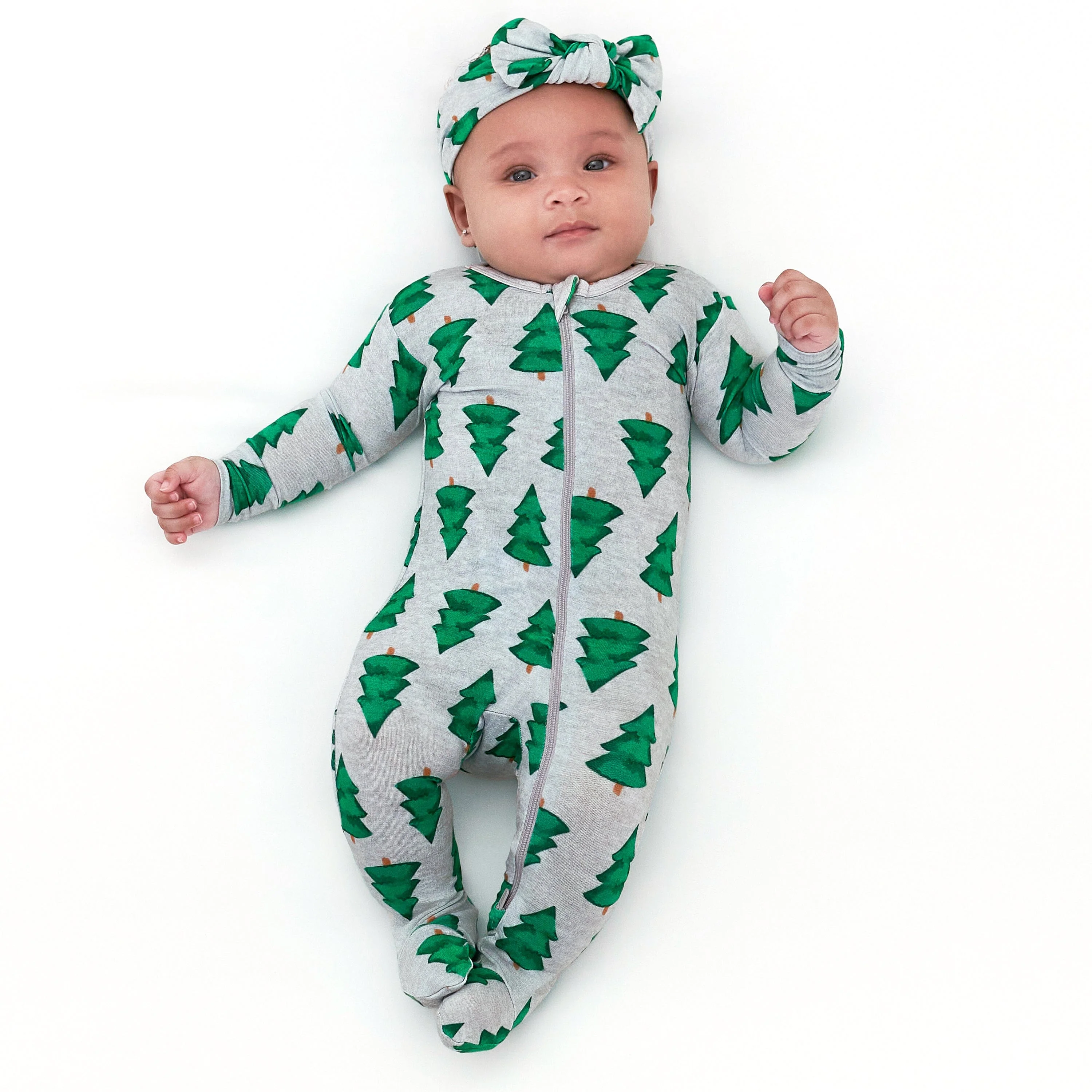 Baby Spruce Christmas Tree Footed Pajamas - Image 3