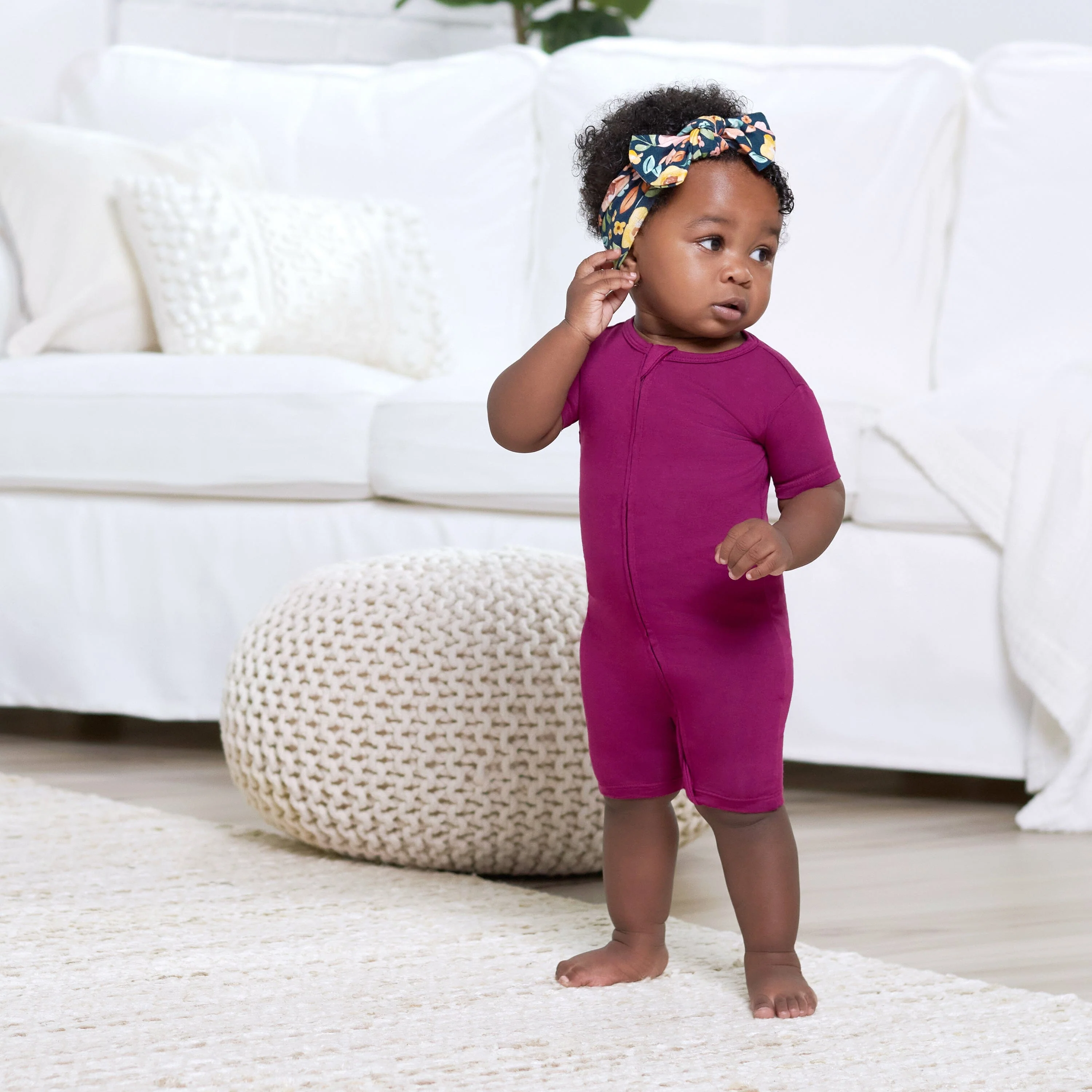 Baby Raspberry Buttery Soft Viscose Made from Eucalyptus Snug Fit Romper - Image 3