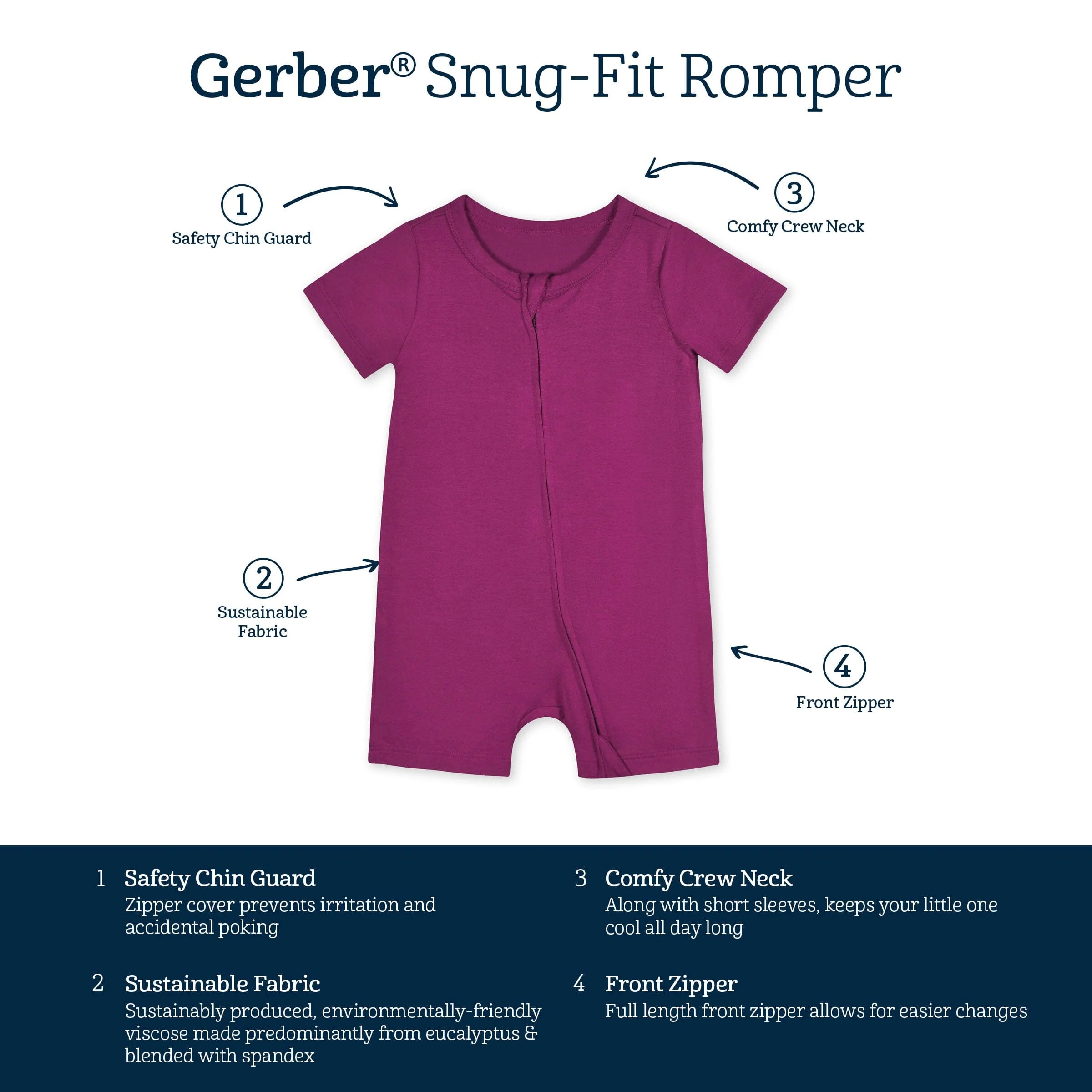 Baby Raspberry Buttery Soft Viscose Made from Eucalyptus Snug Fit Romper - Image 6