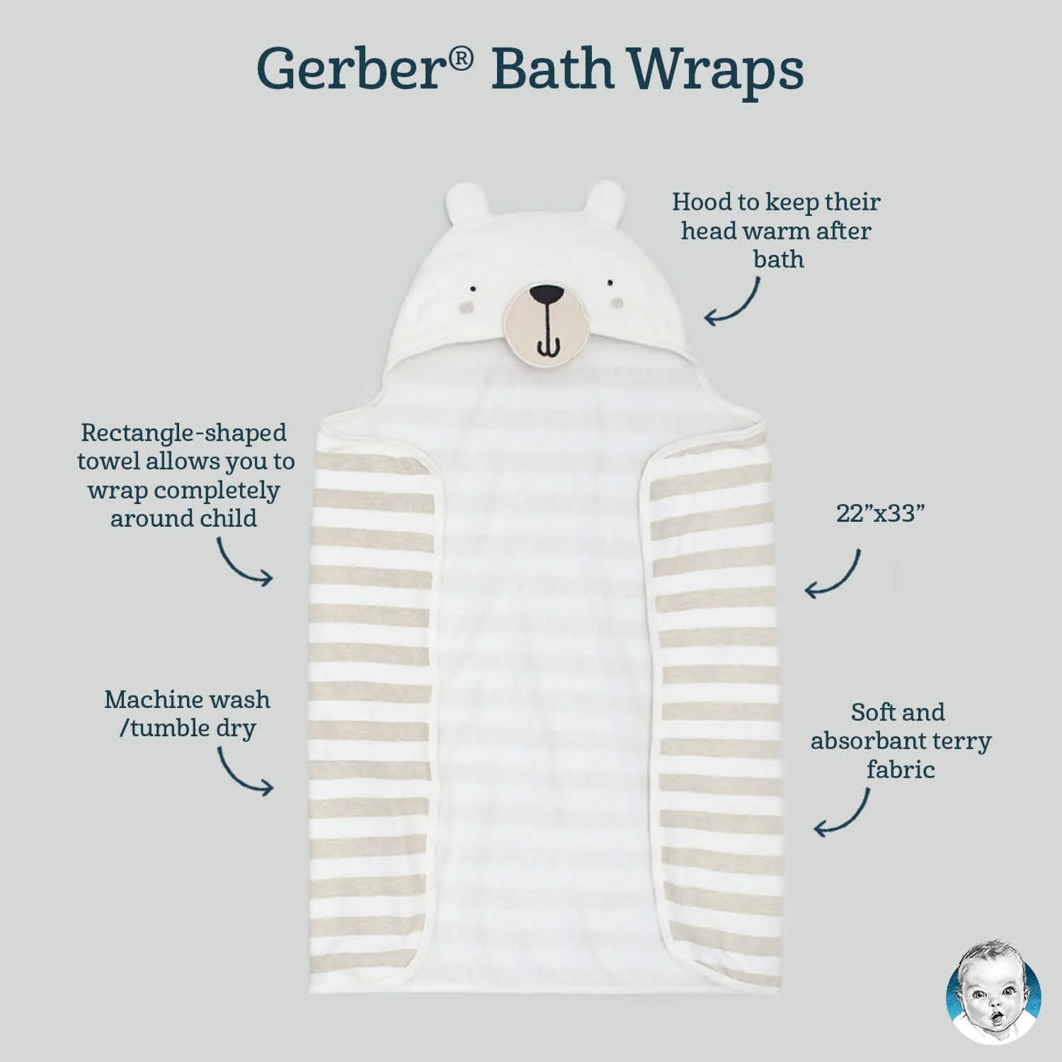 Baby Boys Fox Hooded Bath Wrap - Image 3