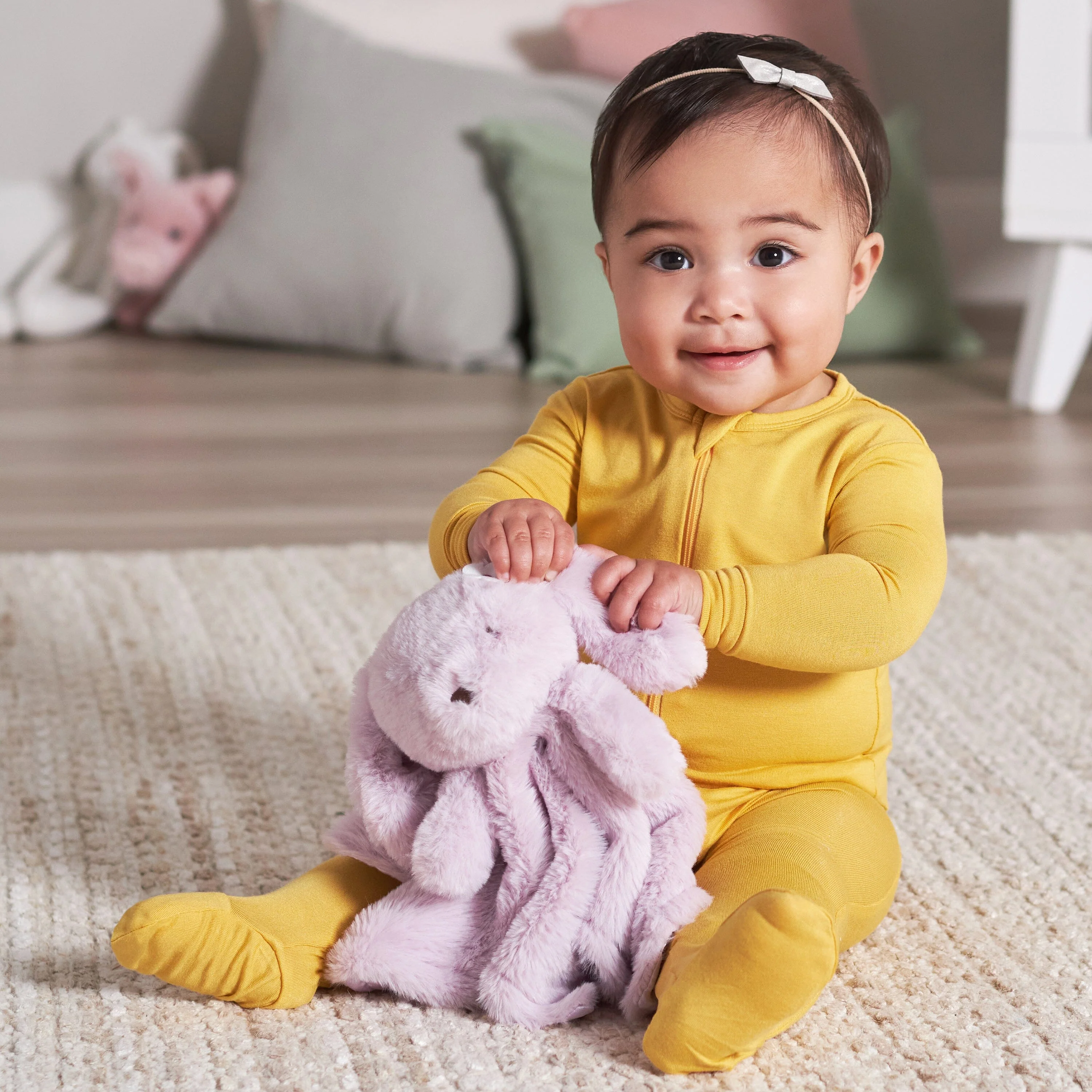 Embroidered Baby Girls Purple Bunny Security Blanket - Image 4