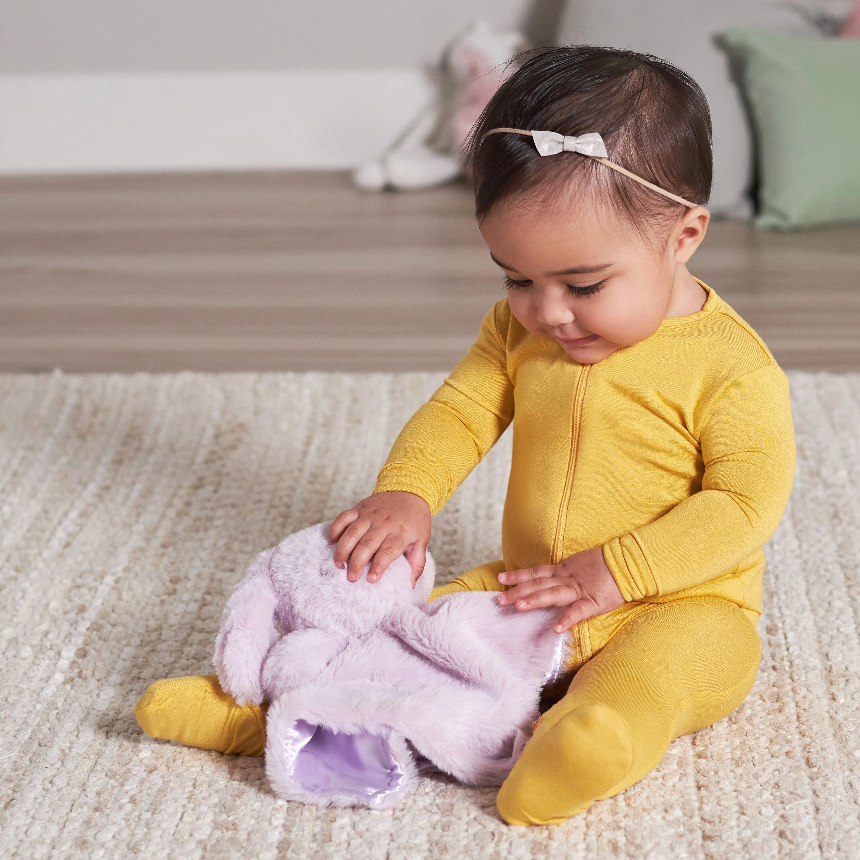 Embroidered Baby Girls Purple Bunny Security Blanket - Image 5