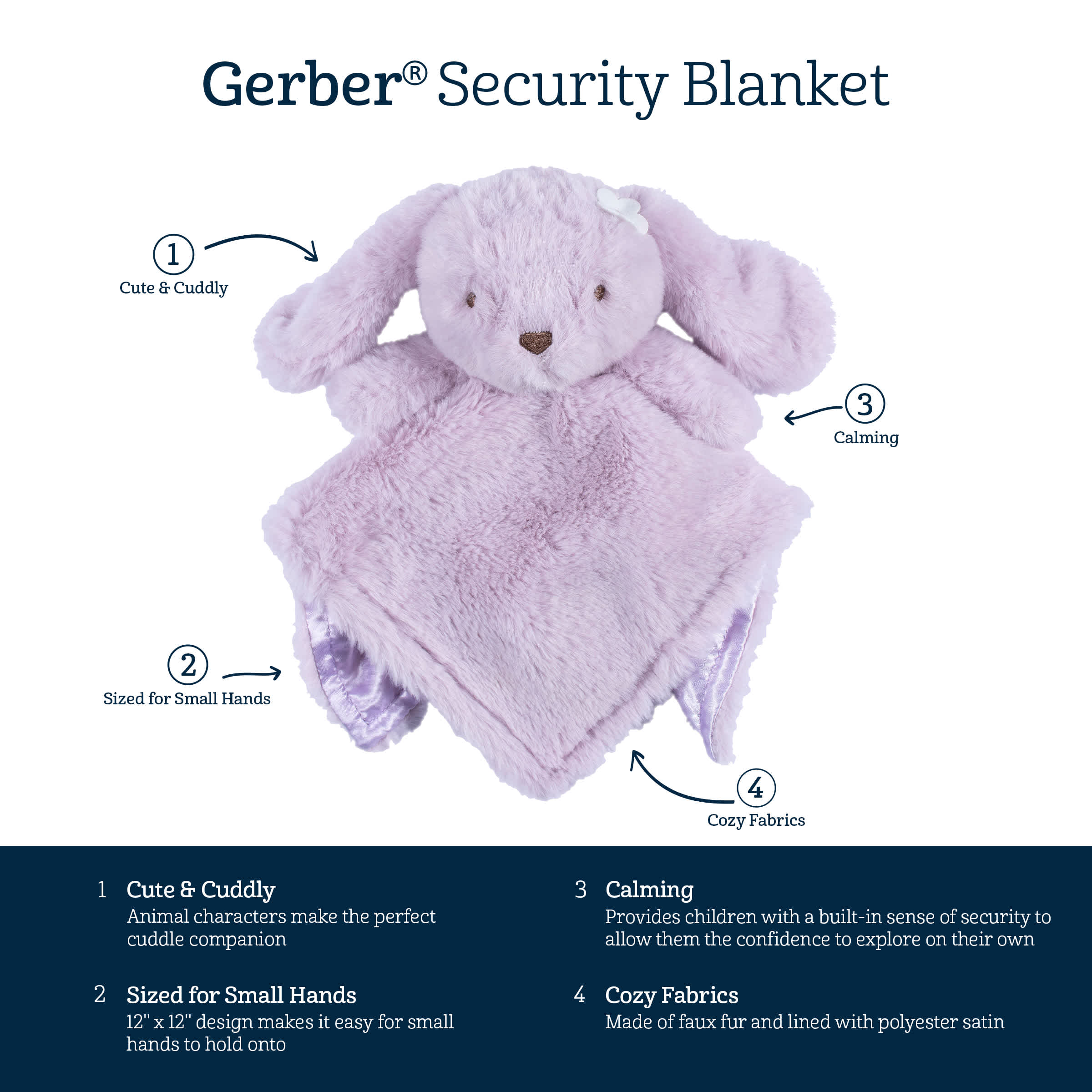 Embroidered Baby Girls Purple Bunny Security Blanket - Image 9