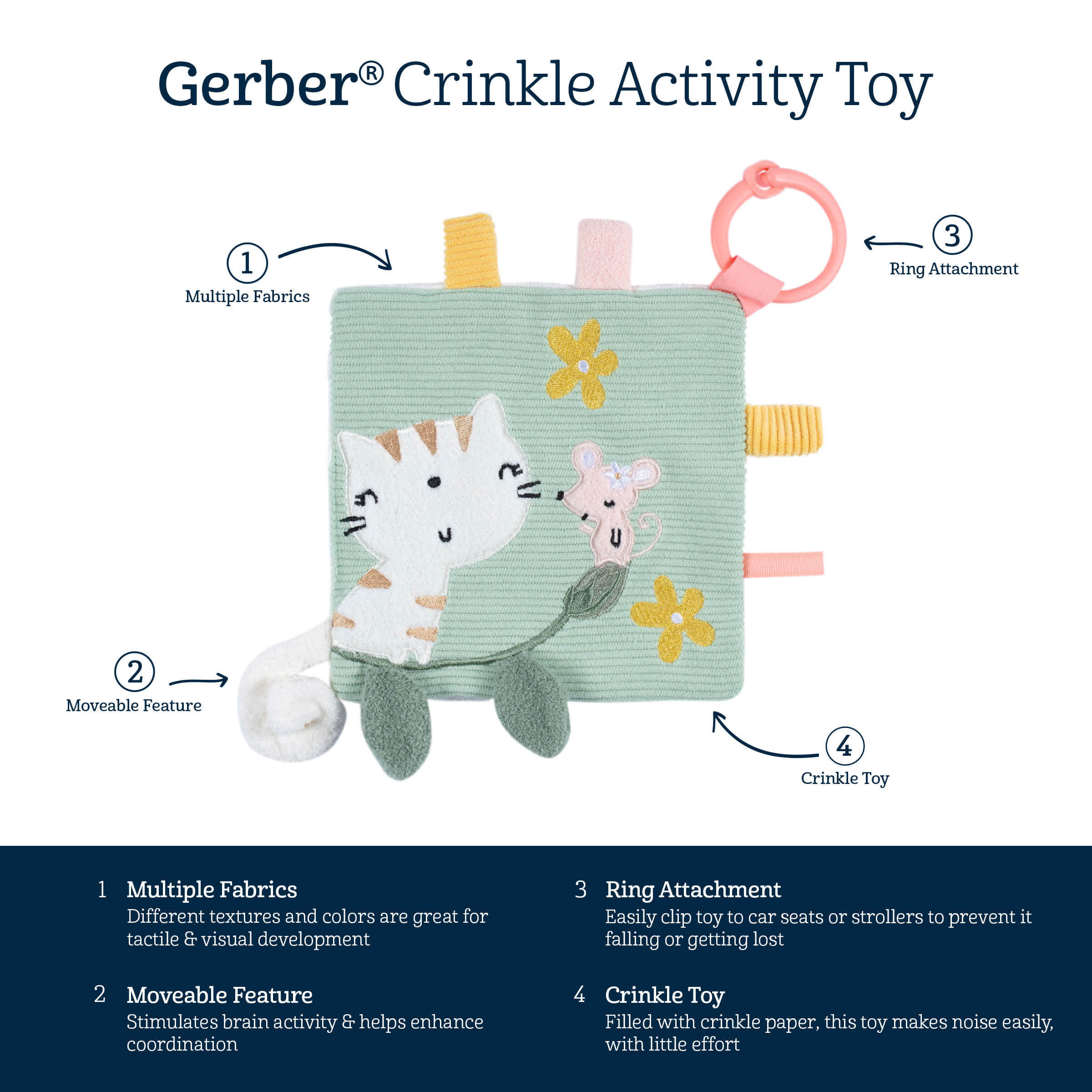 Baby Girls Cat & Mouse Crinkle Toy - Image 8