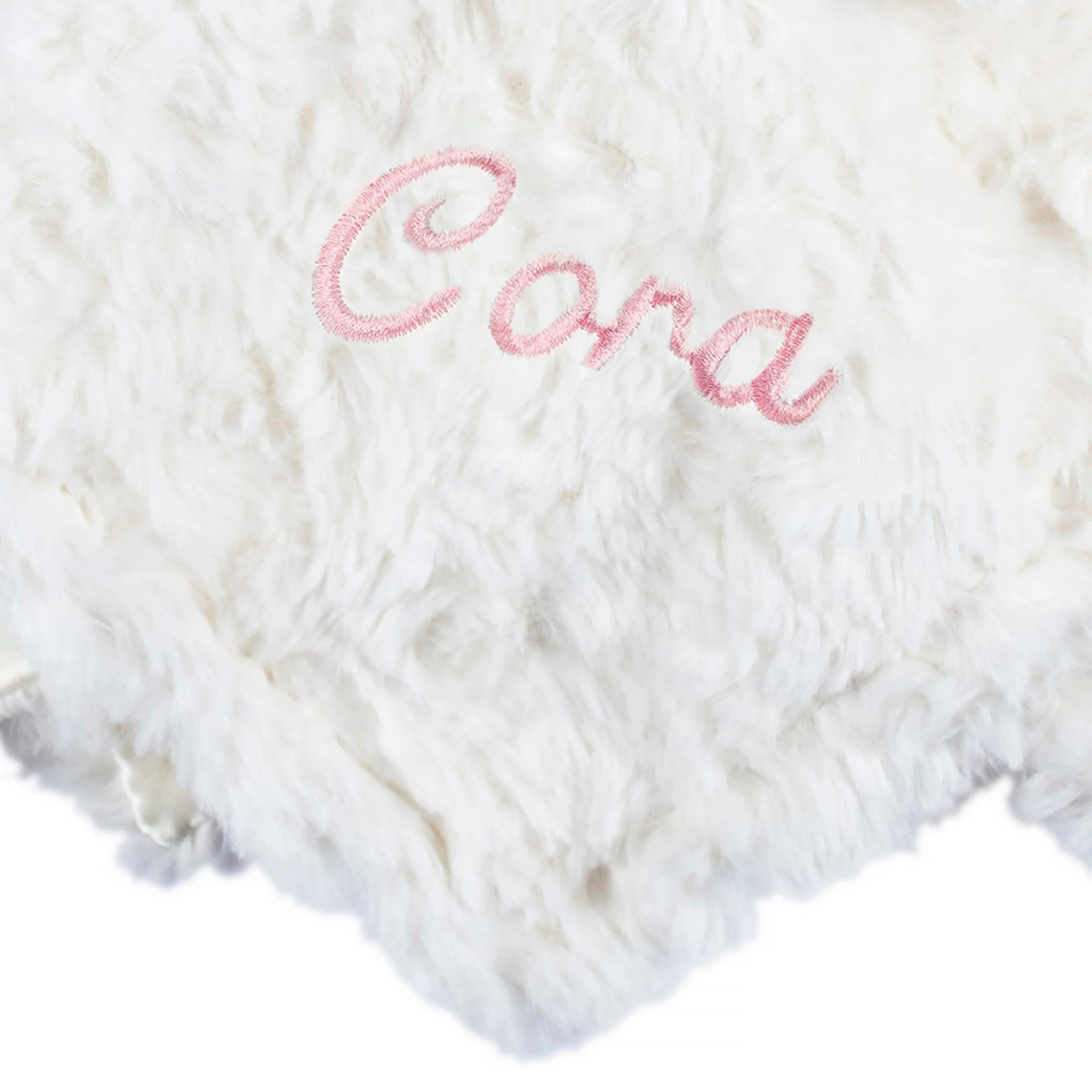 Embroidered Baby Girls Cat Security Blanket - Image 2